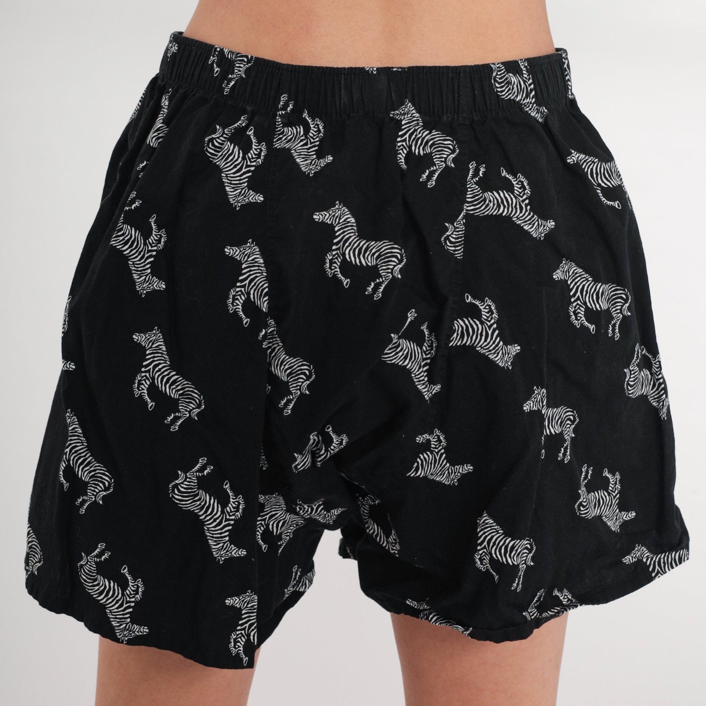90s Ralph Lauren Zebra Boxer Shorts Black Animal Print Medium M