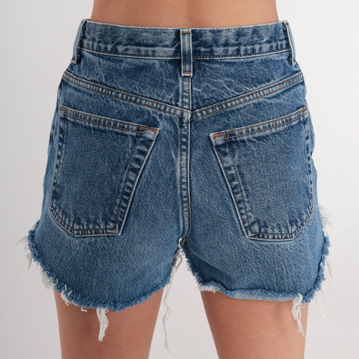 90s Gap Denim Cutoff Shorts Blue Mid Rise Frayed XS