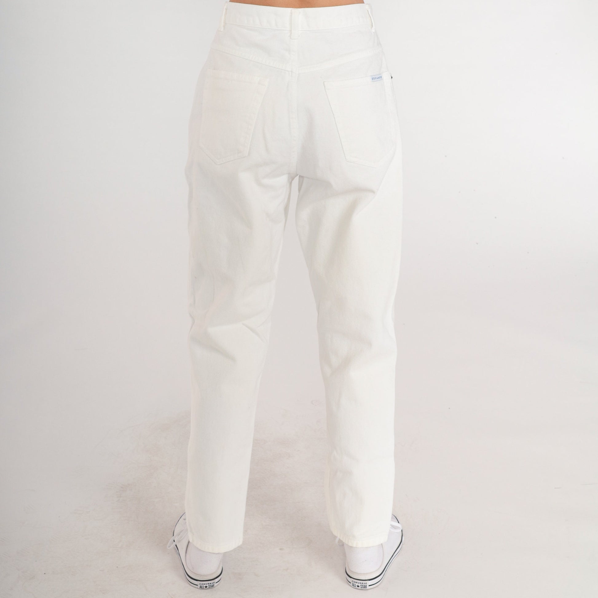 90s Gitano White Denim Jeans Frog Patch High Waist Straight Leg Small