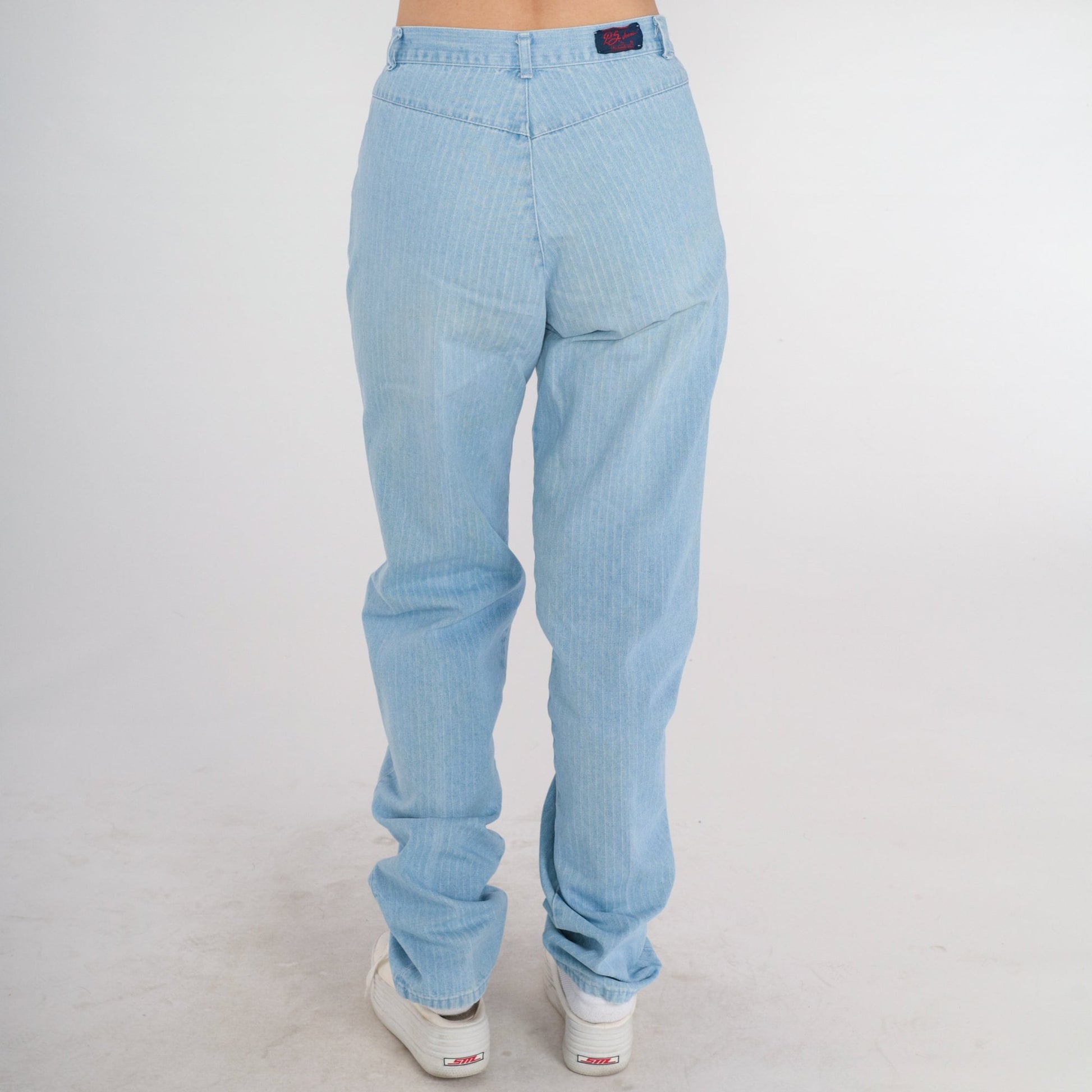 70s Panhandle Slim Striped High-Rise Jeans Blue Denim Straight Leg Medium 29