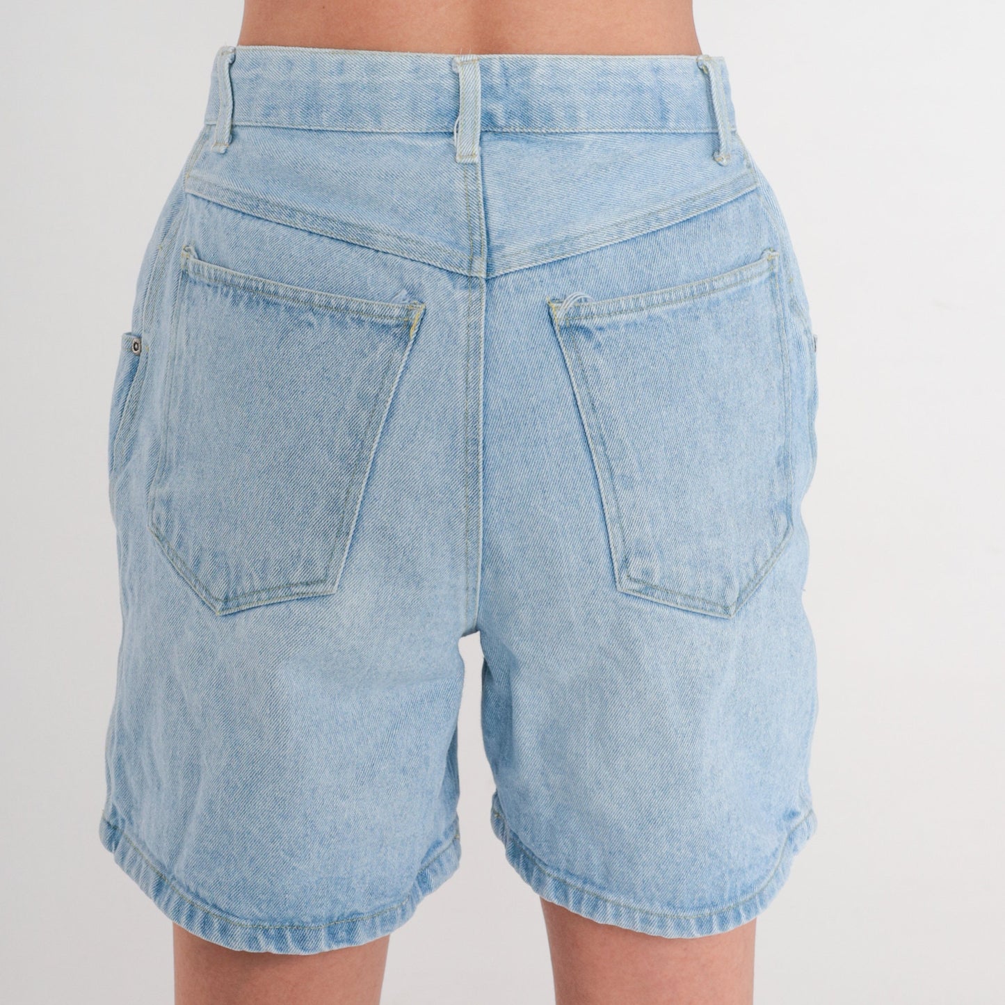 80s High-Waisted Denim Shorts Button Fly Light Wash Jean Shorts Small