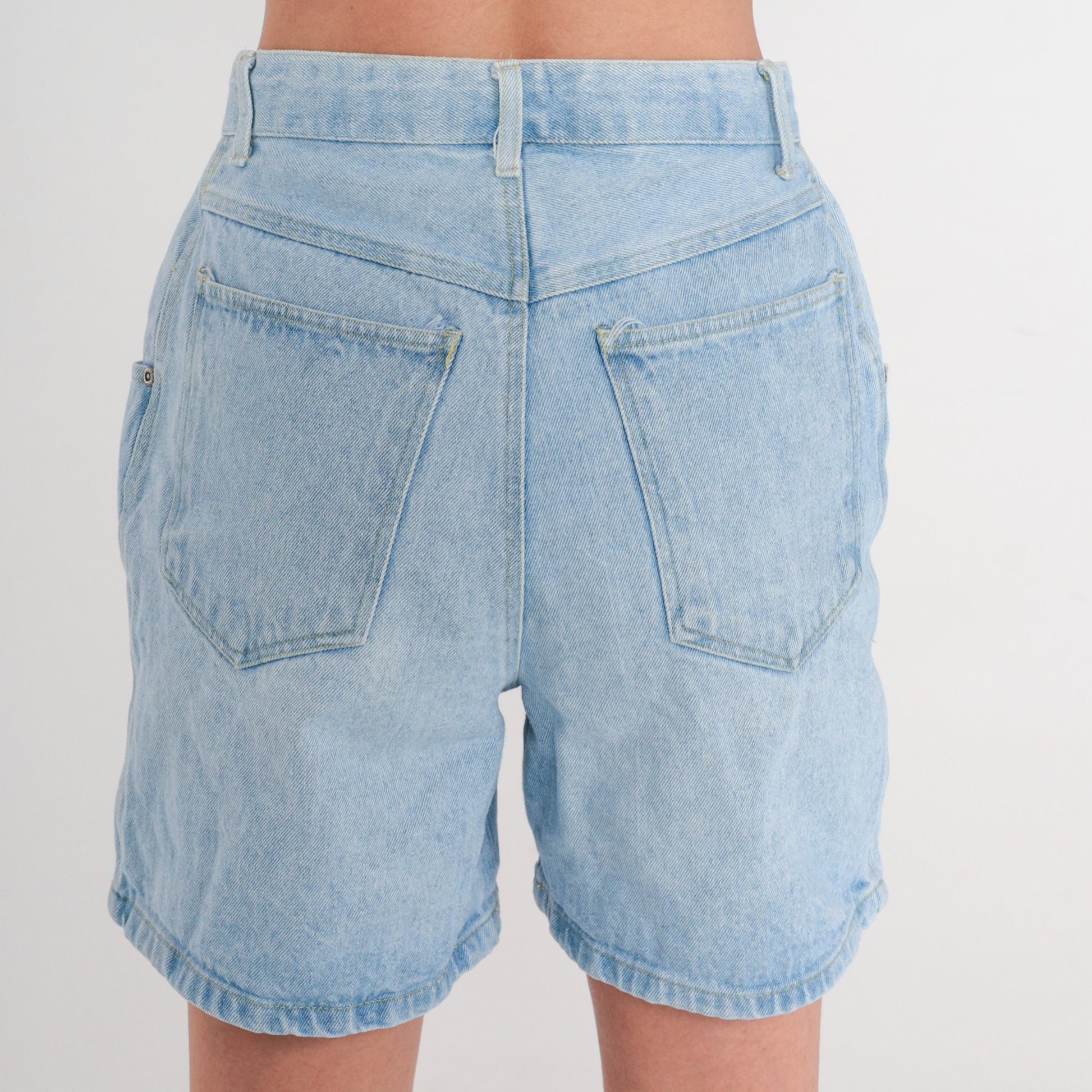 80s High-Waisted Denim Shorts Button Fly Light Wash Jean Shorts Small