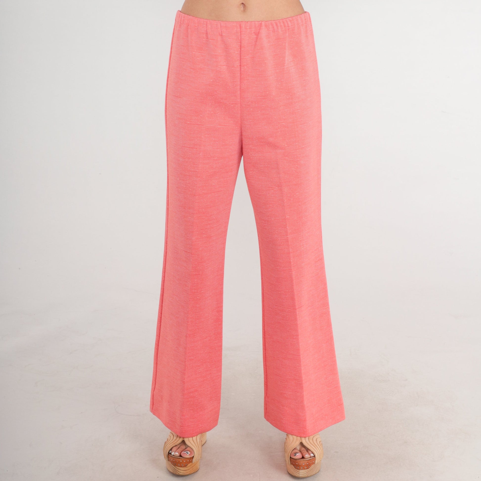 70s Pink High-Waist Bell Bottom Trousers Medium M