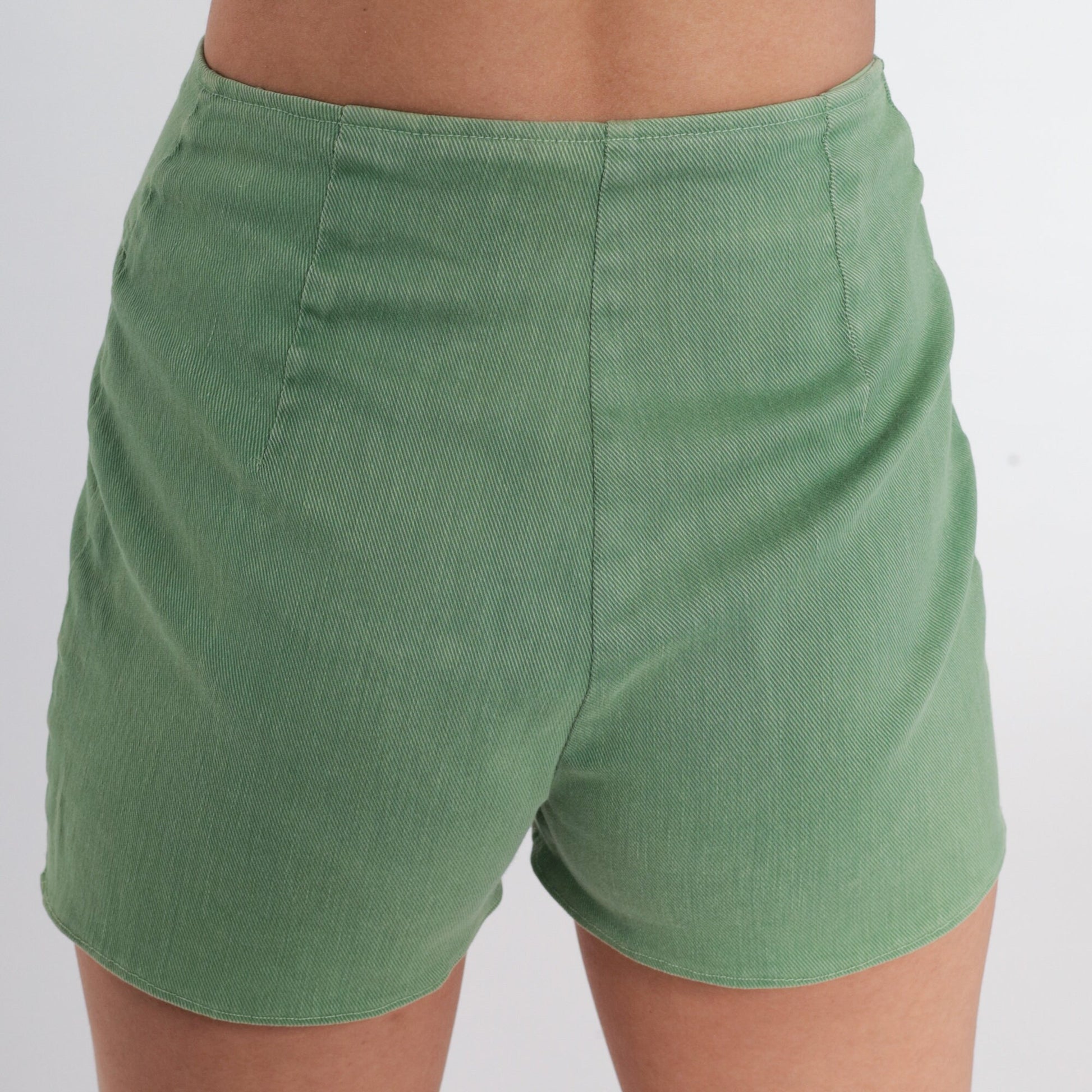 70s Green High-Waisted Drawstring Shorts Extra Small XS
