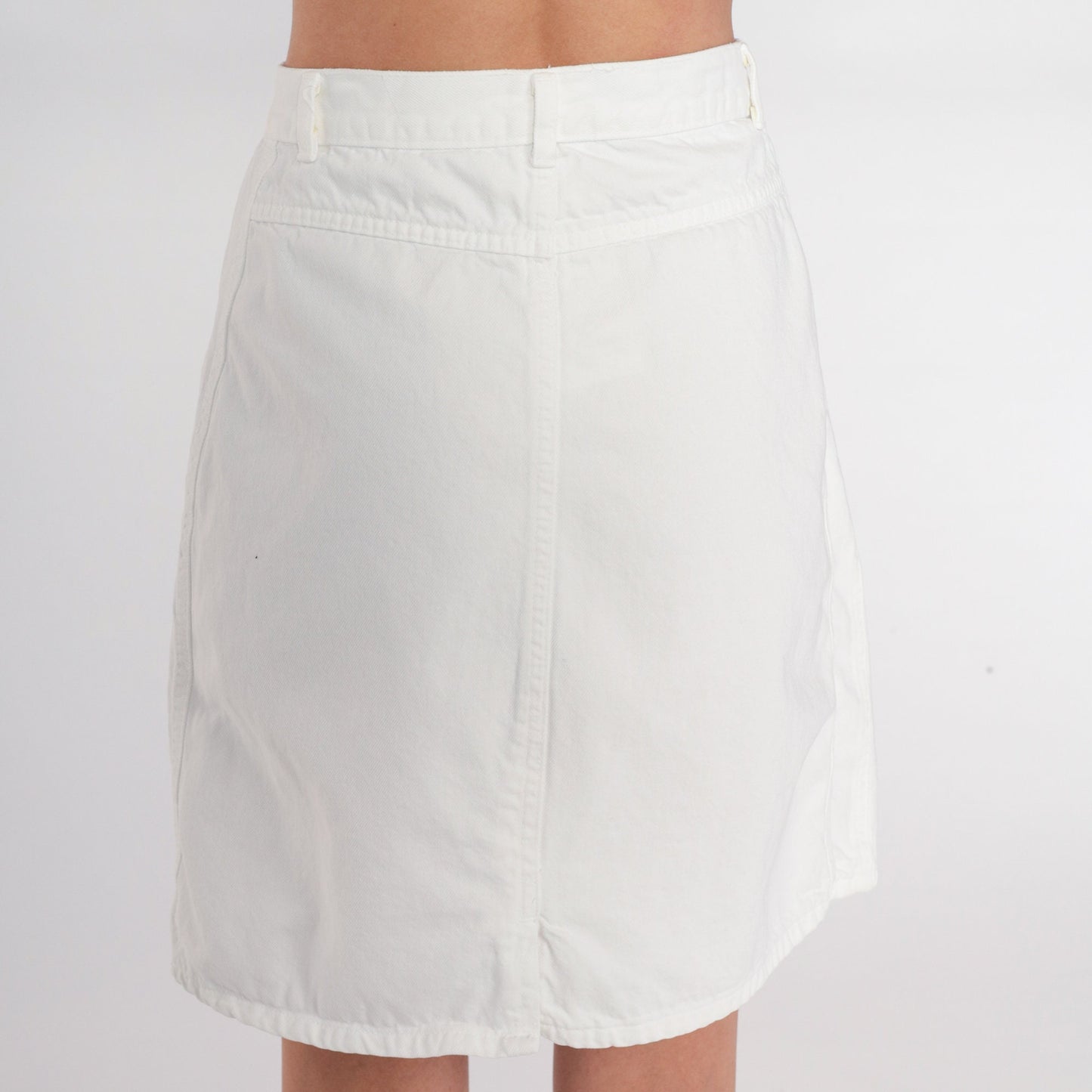 90s Action West White Denim Mini Skirt High Waist Small S