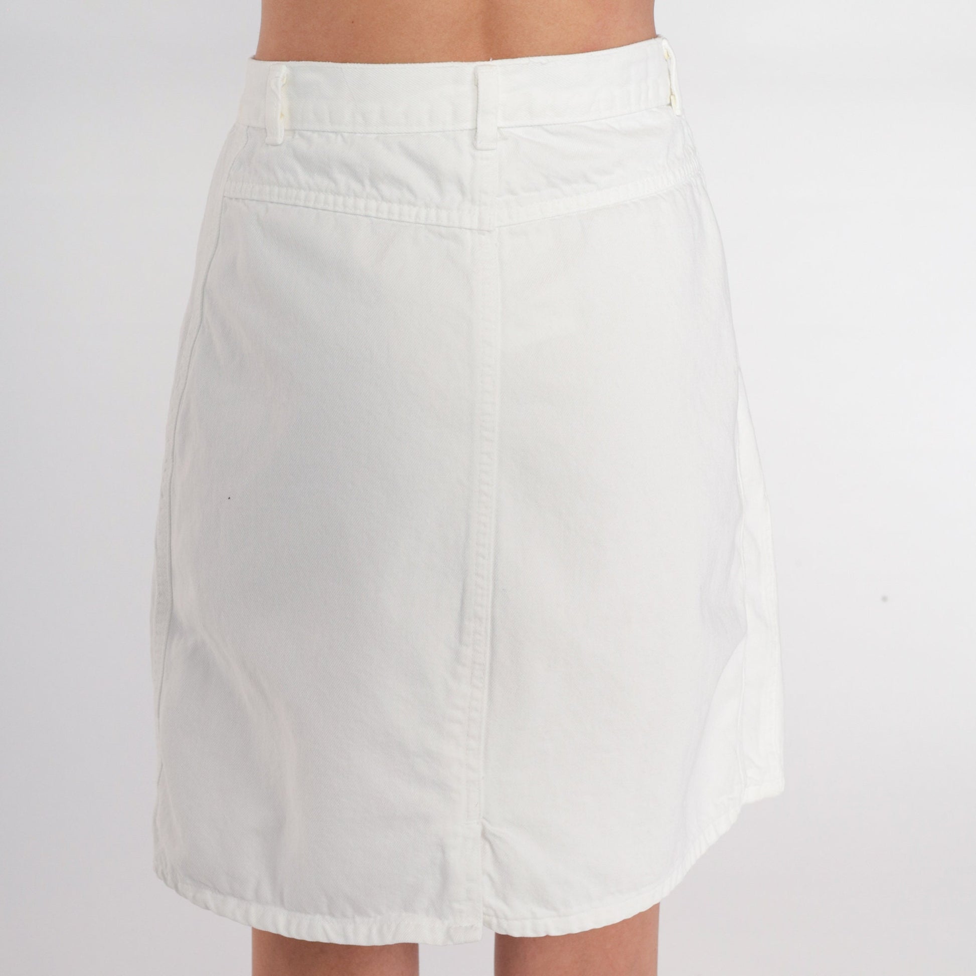 90s Action West White Denim Mini Skirt High Waist Small S