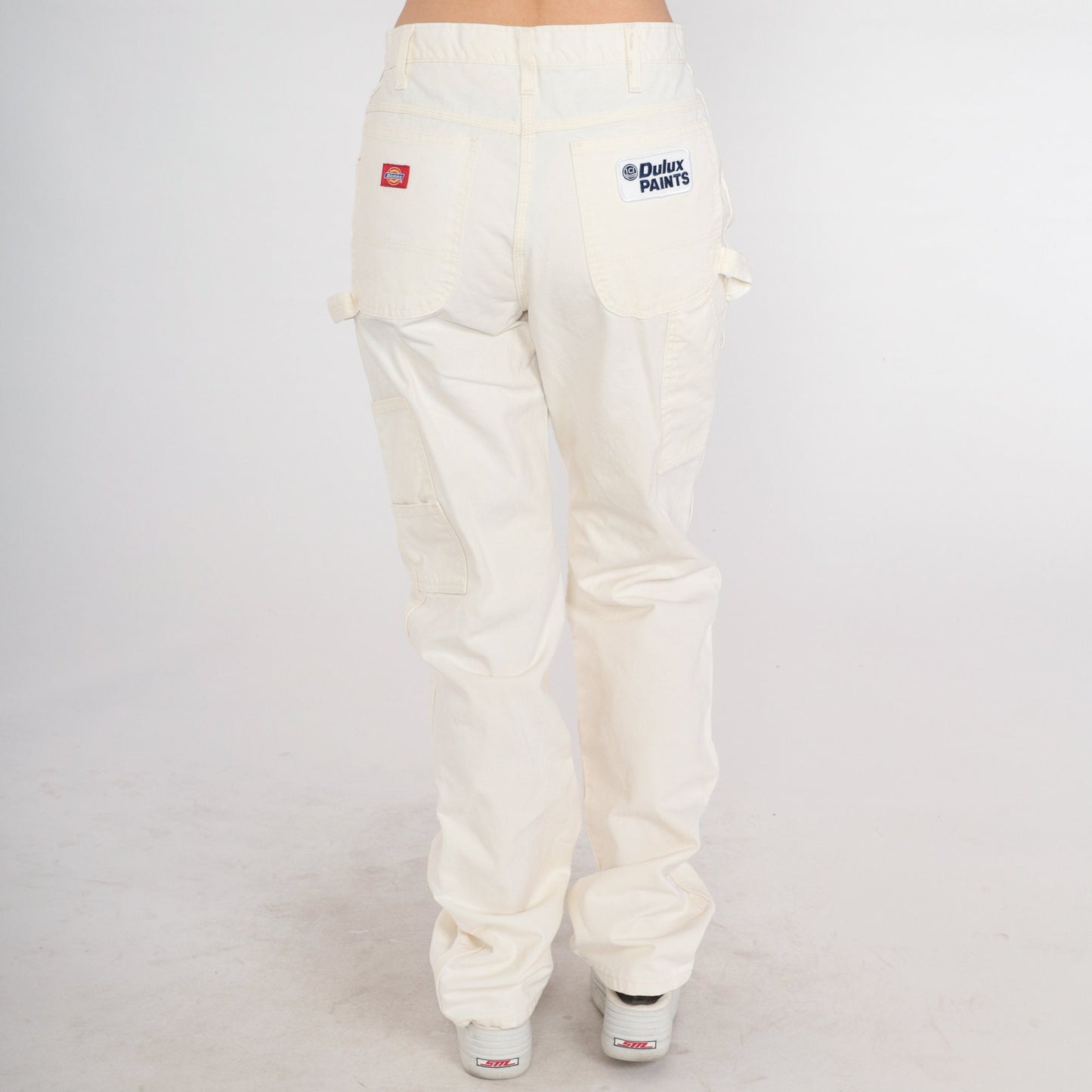 Y2K Dickies Cargo Pants Dulux Paints Patch High Waisted Cream Denim 32x36