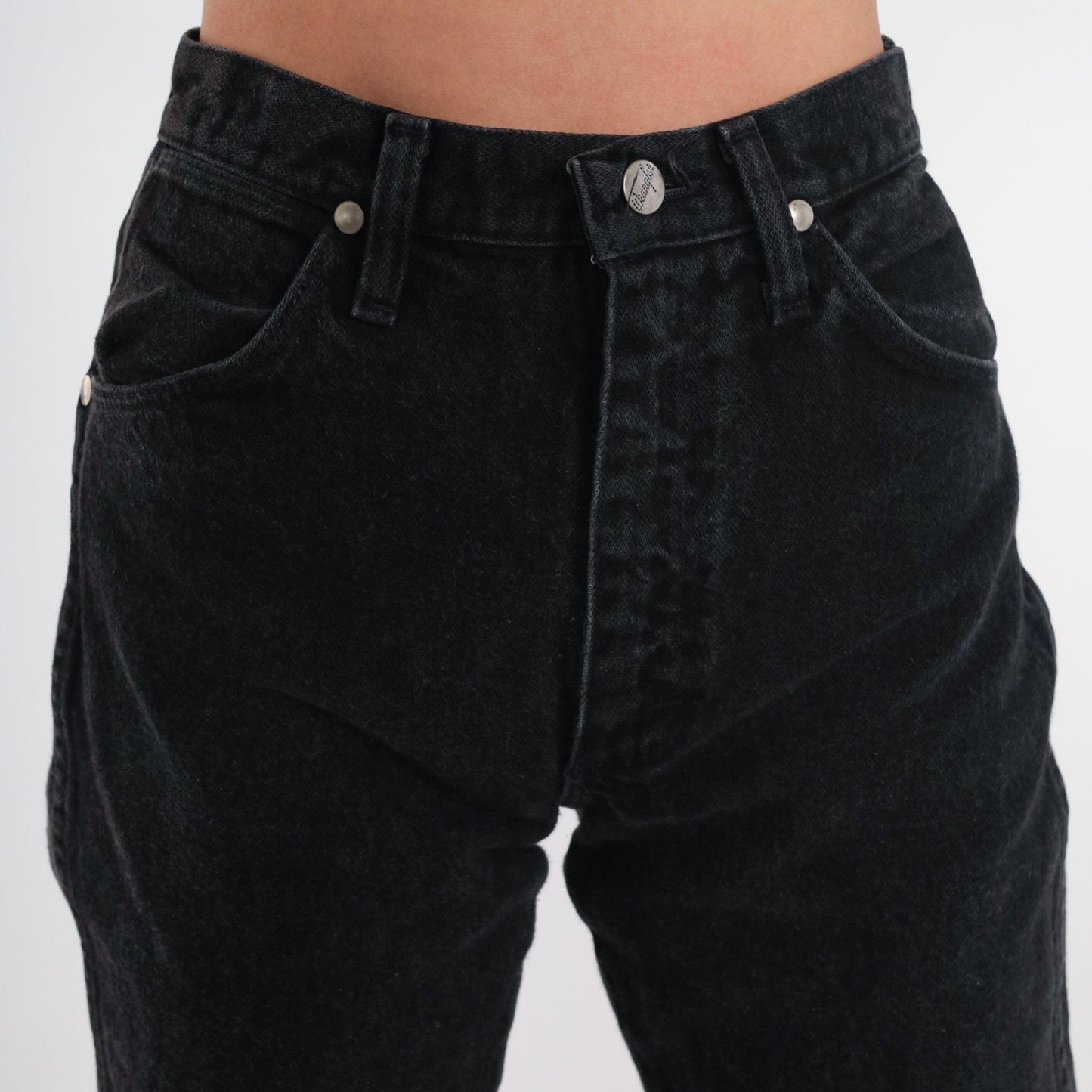 90s Wrangler Black Denim High-Rise Straight Leg Jeans Extra Small