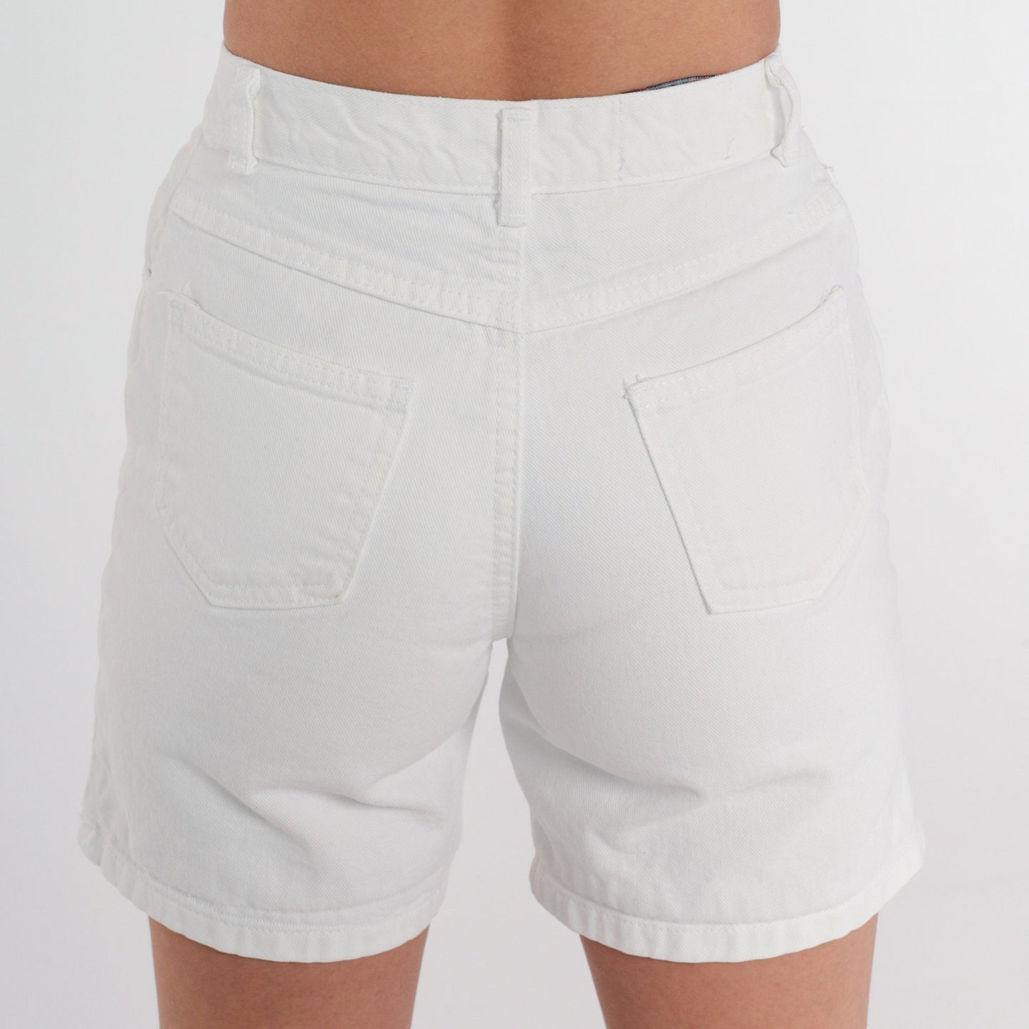90s White Denim High-Waist Shorts Jean Bermuda XXS