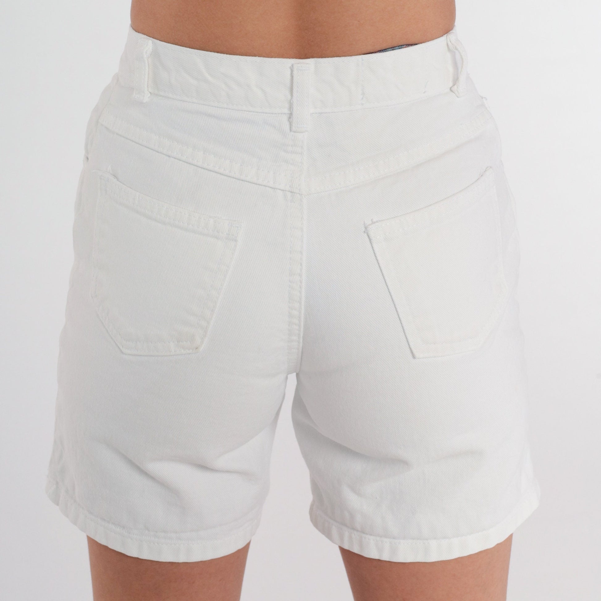 90s White Denim High-Waist Shorts Jean Bermuda XXS