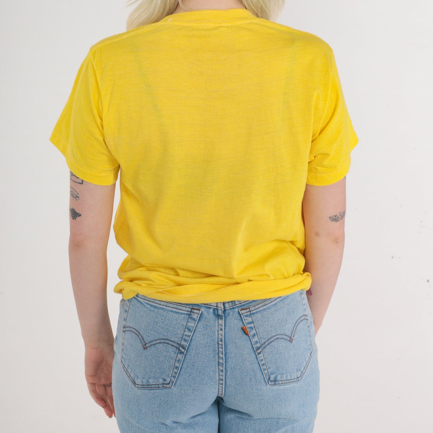 80s Granbury Church Joy Bus Graphic T-Shirt Yellow Christian Tee Medium