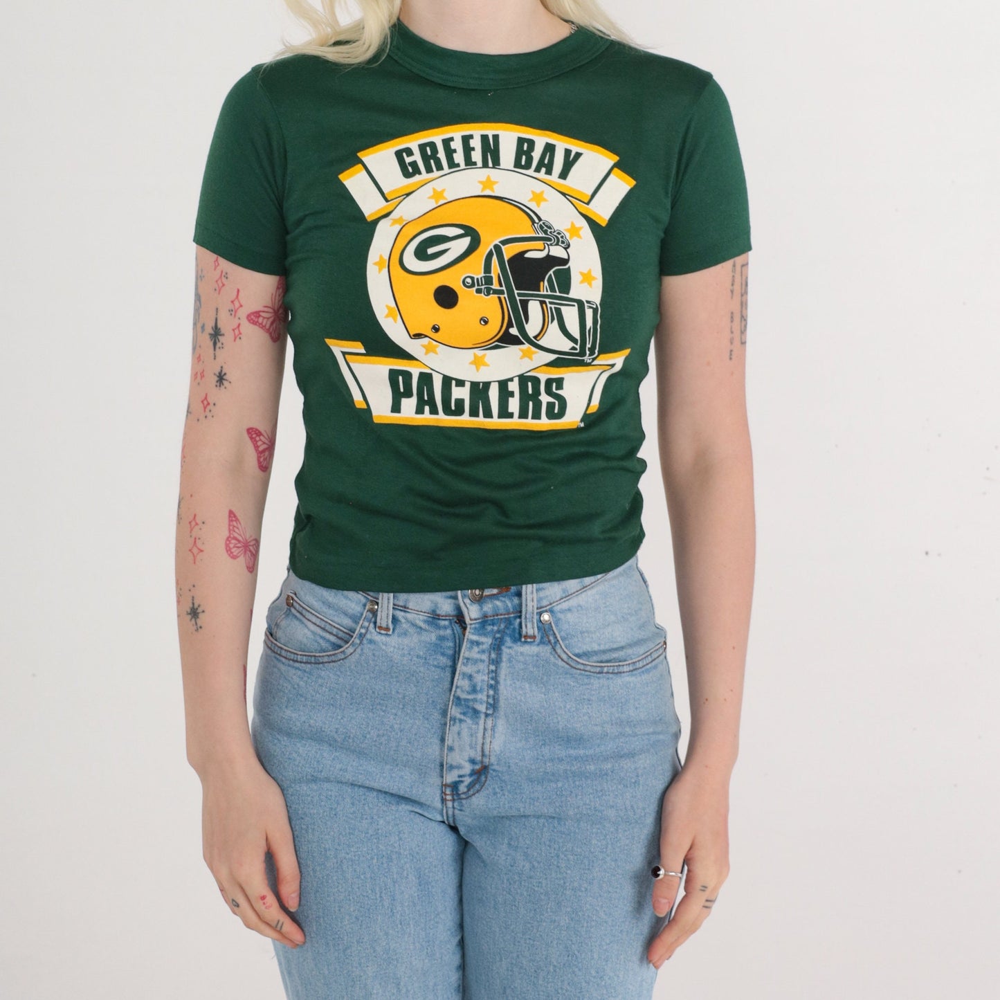 80s Green Bay Packers NFL Graphic T-Shirt New Old Stock Green Extra Small