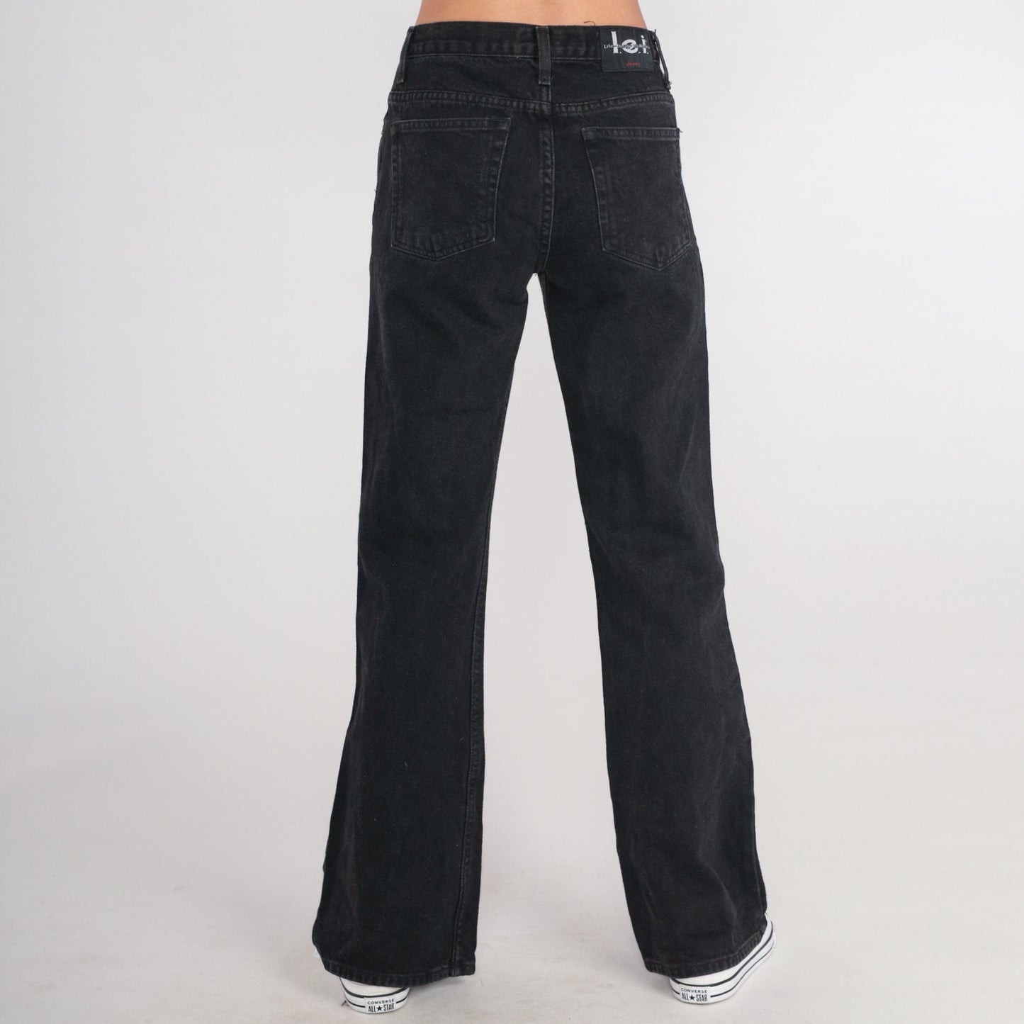 00s LEI Black Flare Jeans Mid Rise Denim Bellbottoms Small