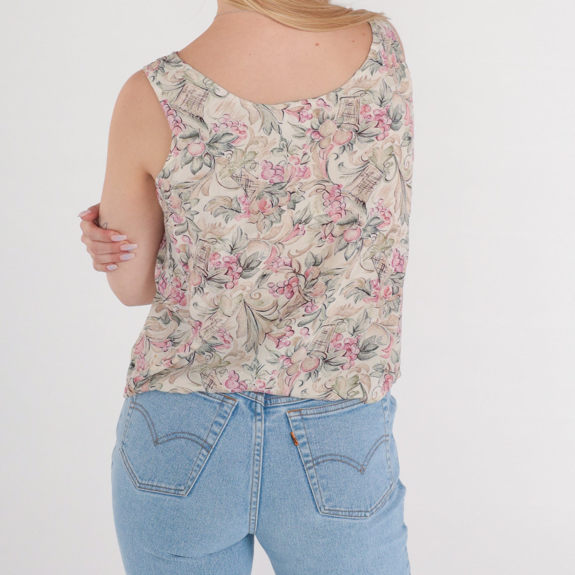 90s Rampage Fruit Print Tank Top Sleeveless Blouse Small S