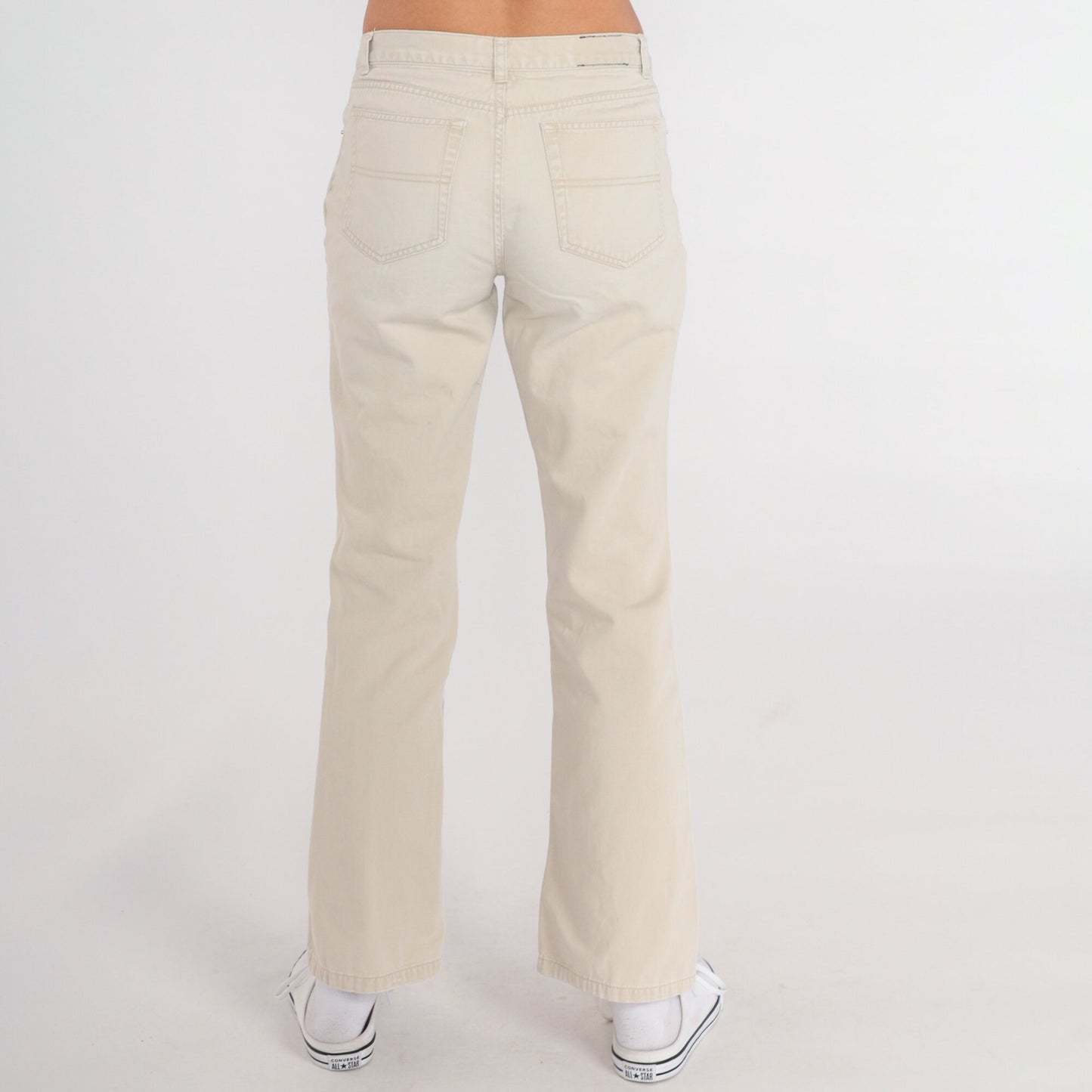 Tommy Hilfiger Khaki Flared Pants Y2K Low Rise 00s Trousers Extra Small