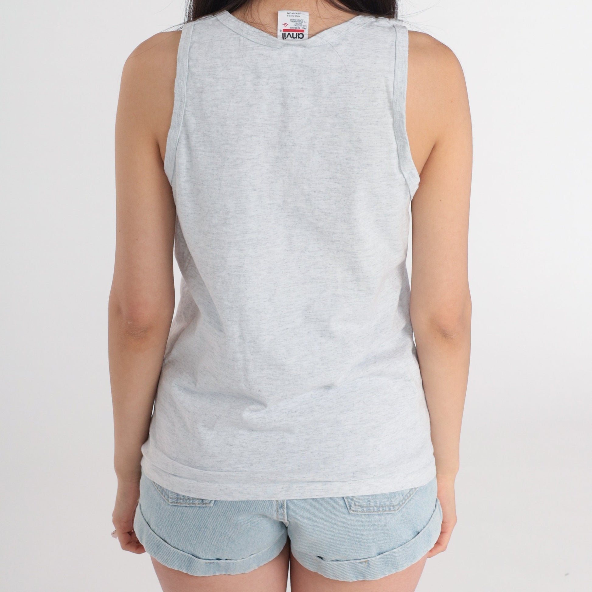 90s Lake Powell Fish Graphic Tank Top Heather Grey Small