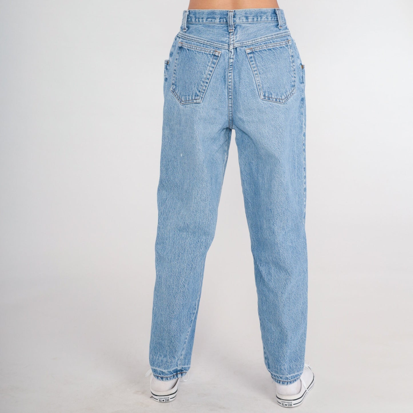 90s High Waisted Pleated Straight Leg Jeans Blue Denim Small S