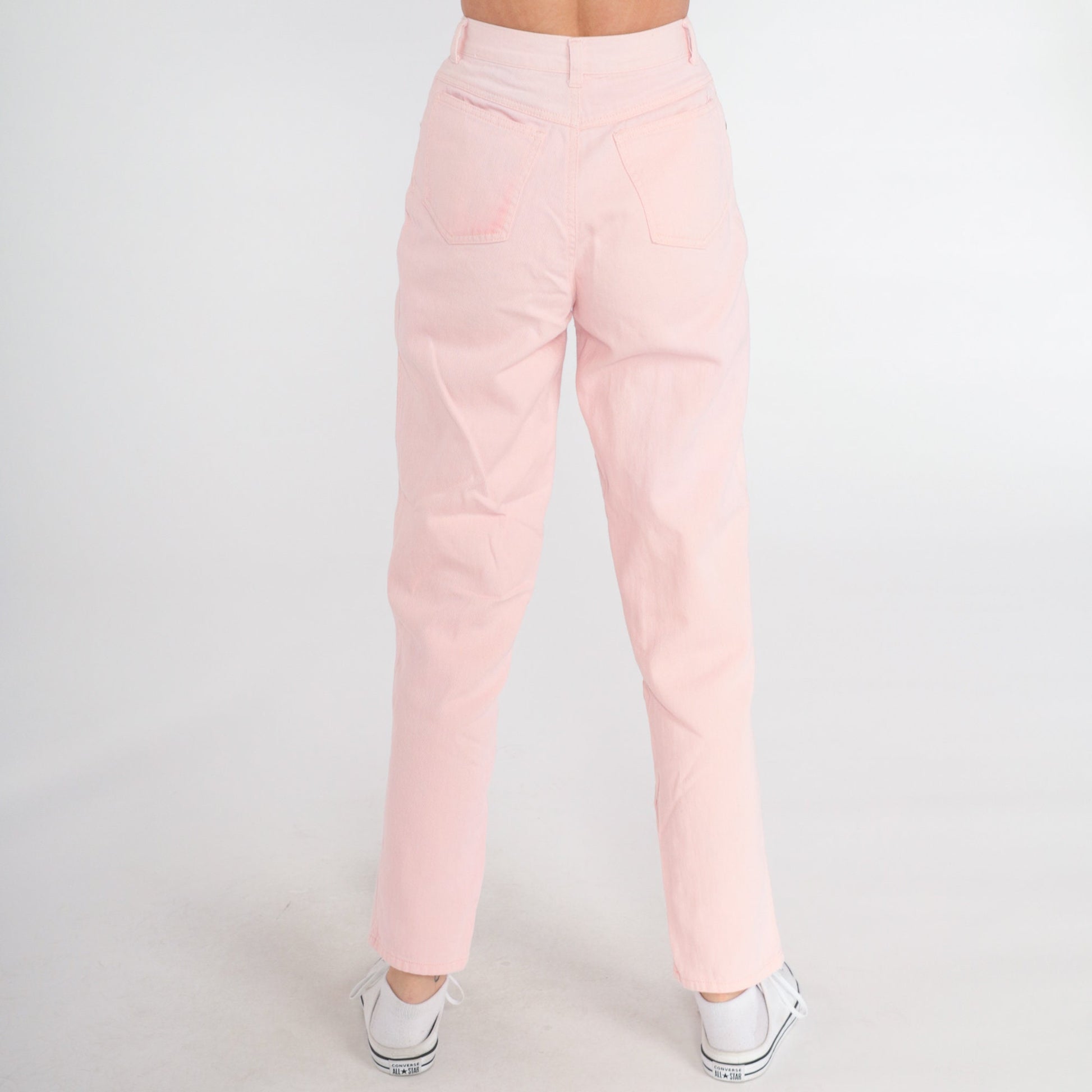 90s Baby Pink High-Waist Straight Jeans Cotton Denim Extra Small XS