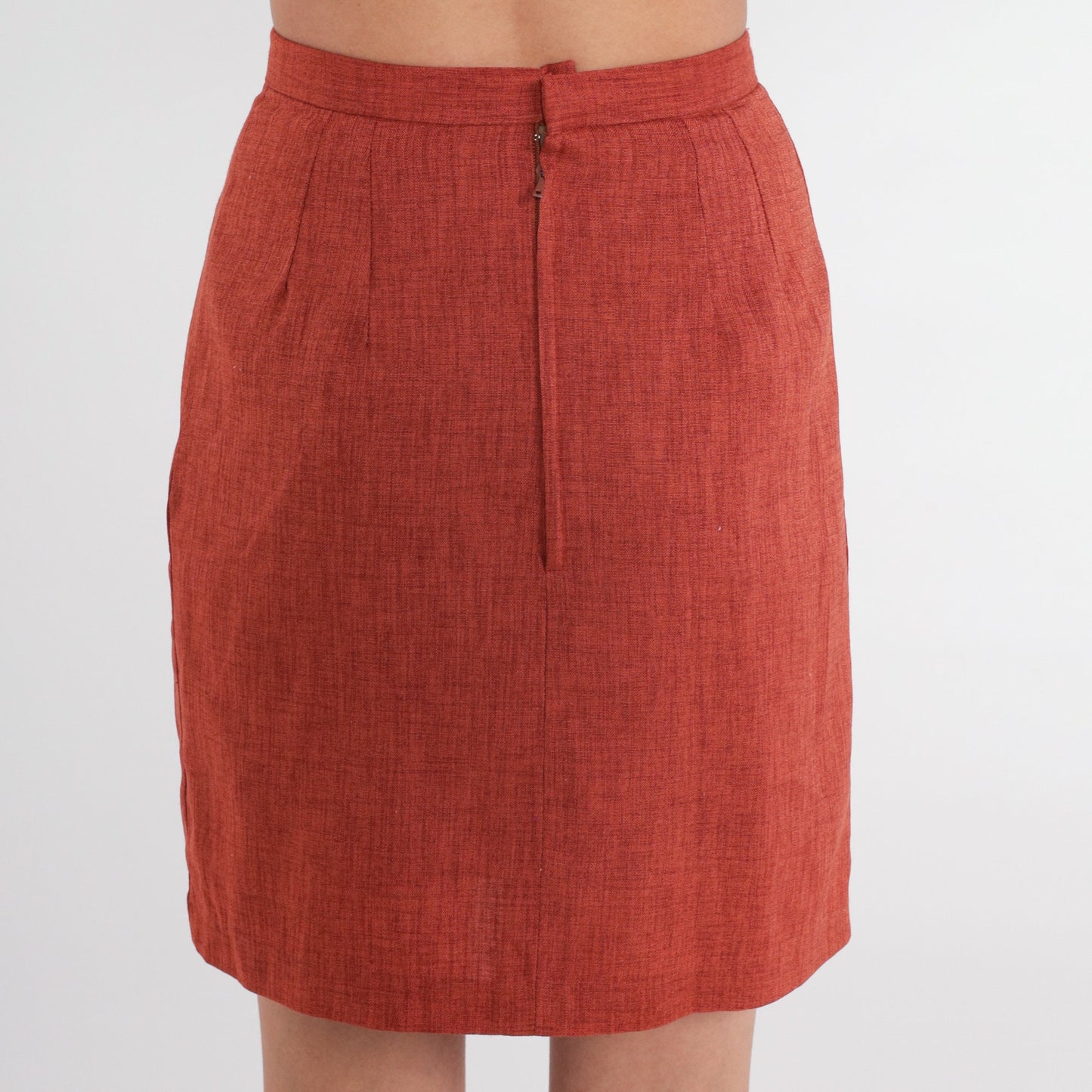 90s Rust Pencil Mini Skirt High Waist Zipper Back Extra Small