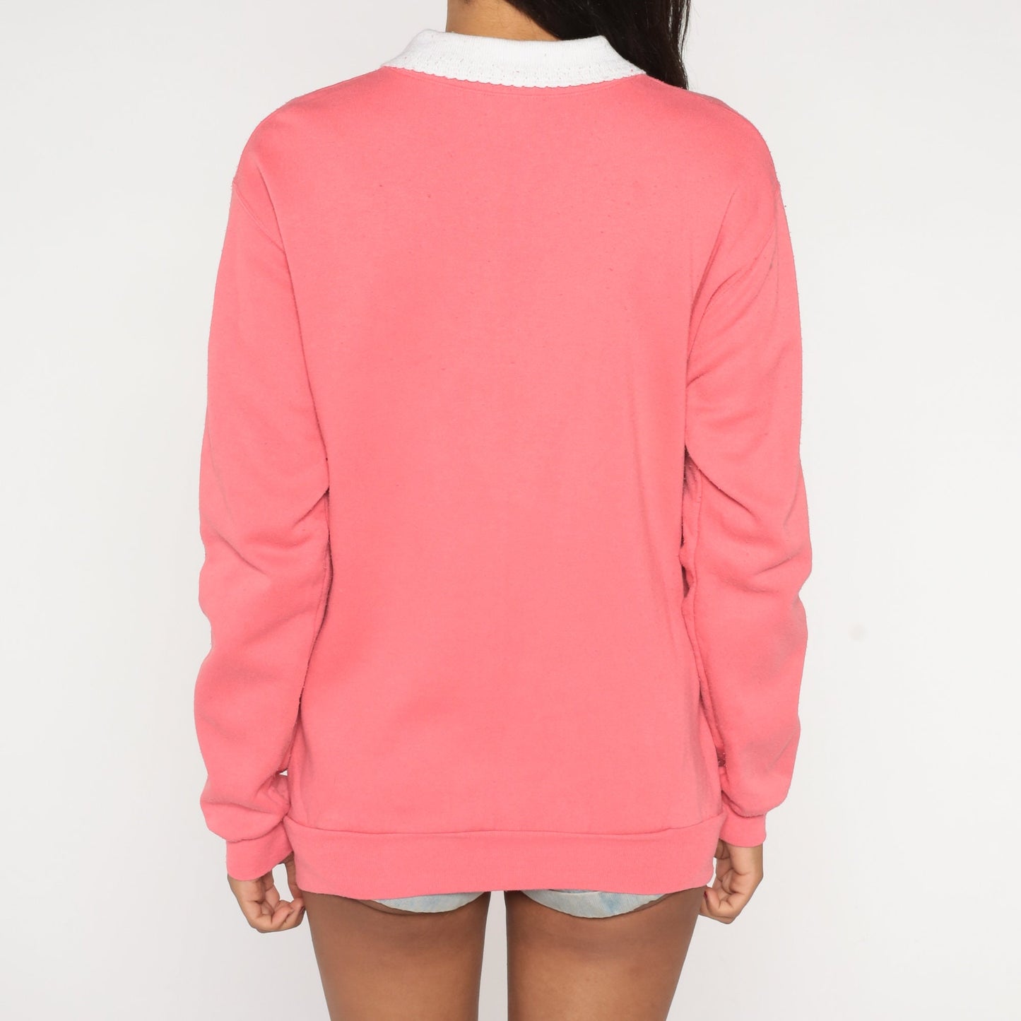 90s Floral Butterfly Quarter Zip Sweatshirt Pink Morning Sun Graphic Medium