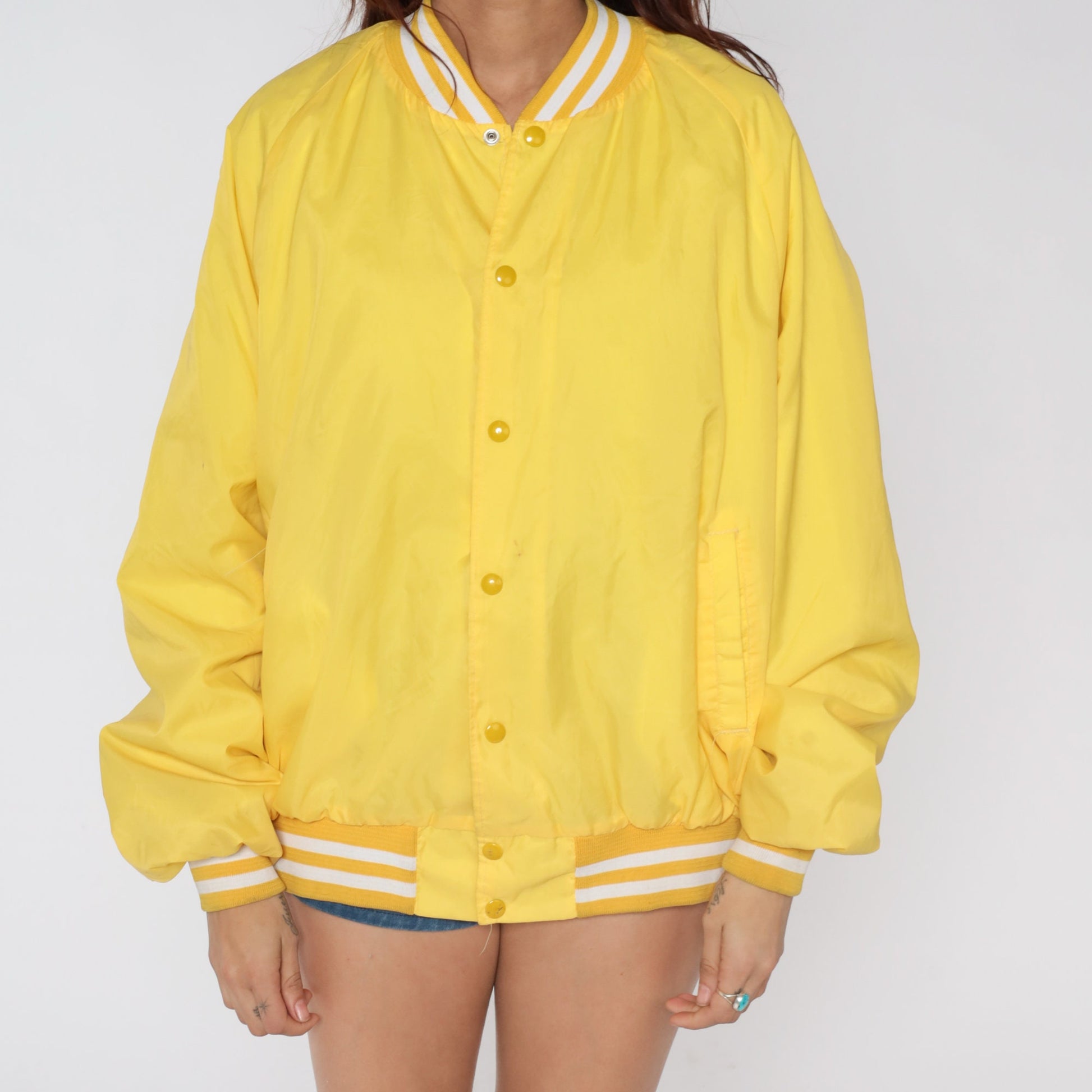 80s Air Rescue Squadron Long Beach Bomber Jacket Yellow Eagle Nylon Extra Large XL