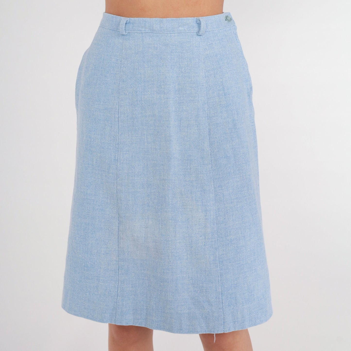80s Baby Blue High-Waist Mini Skirt Woven Extra Small XS