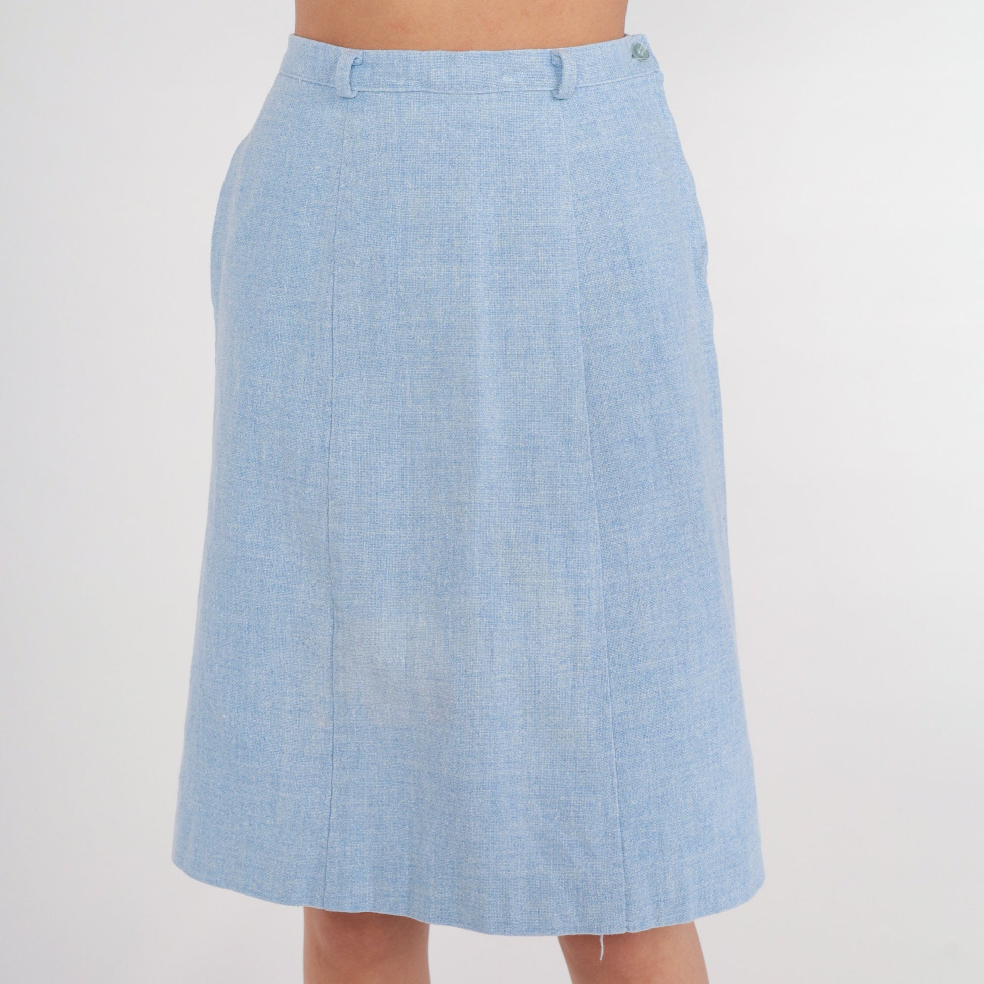 80s Baby Blue High-Waist Mini Skirt Woven Extra Small XS