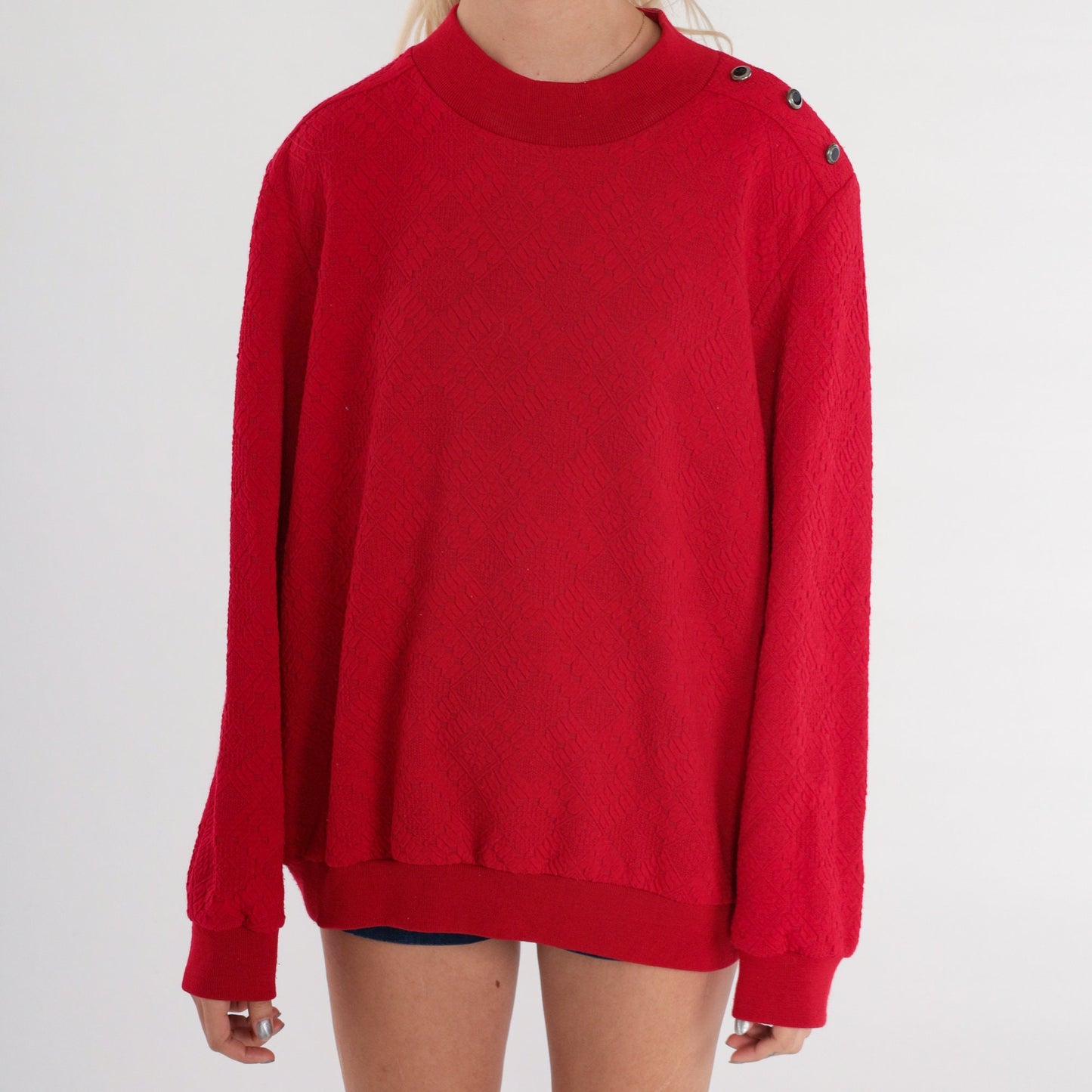 90s Alfred Dunner Nordic Snowflake Sweatshirt Red Fair Isle Pullover 1X