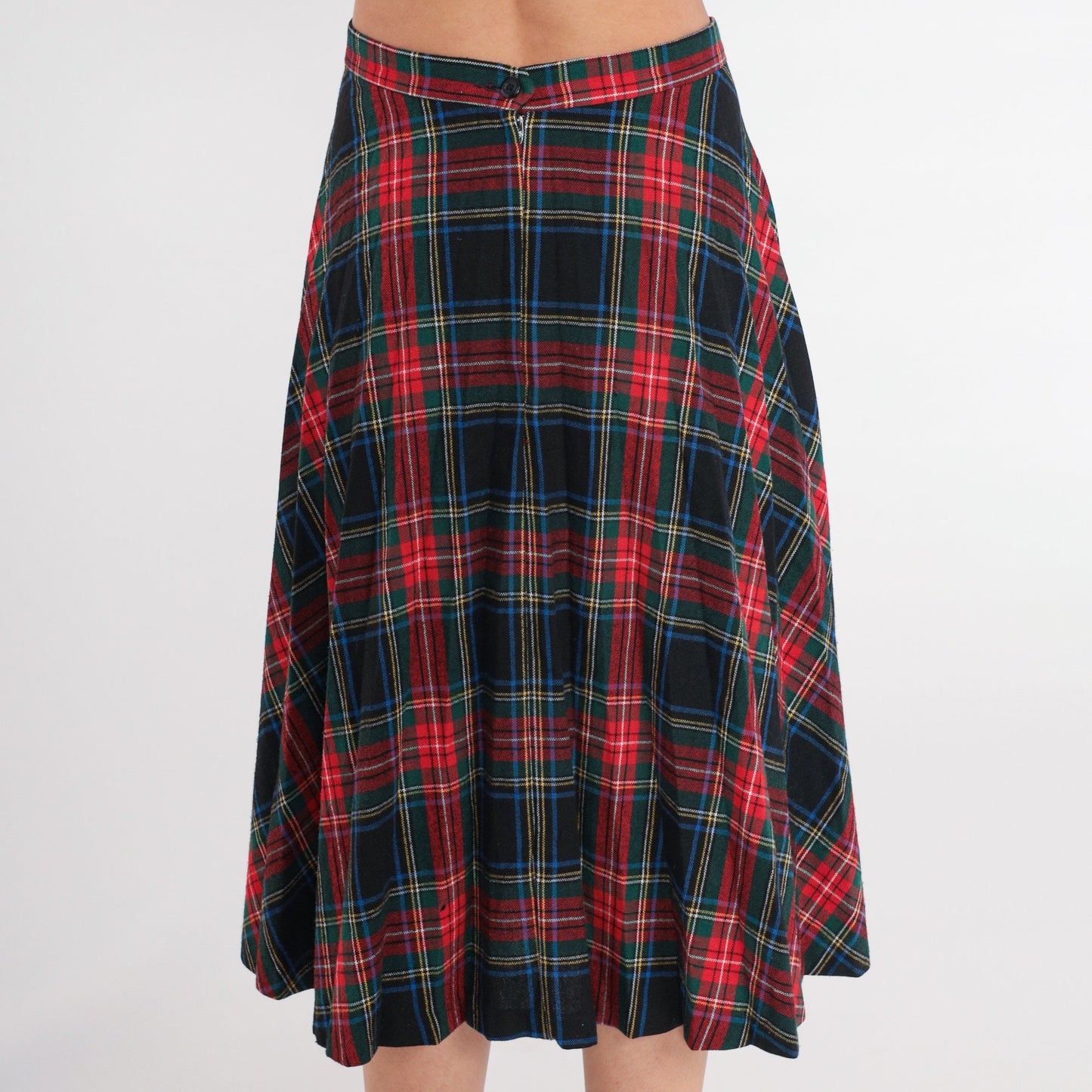 70s Saks Fifth Avenue Plaid Midi Skirt High Waist Pleated Small