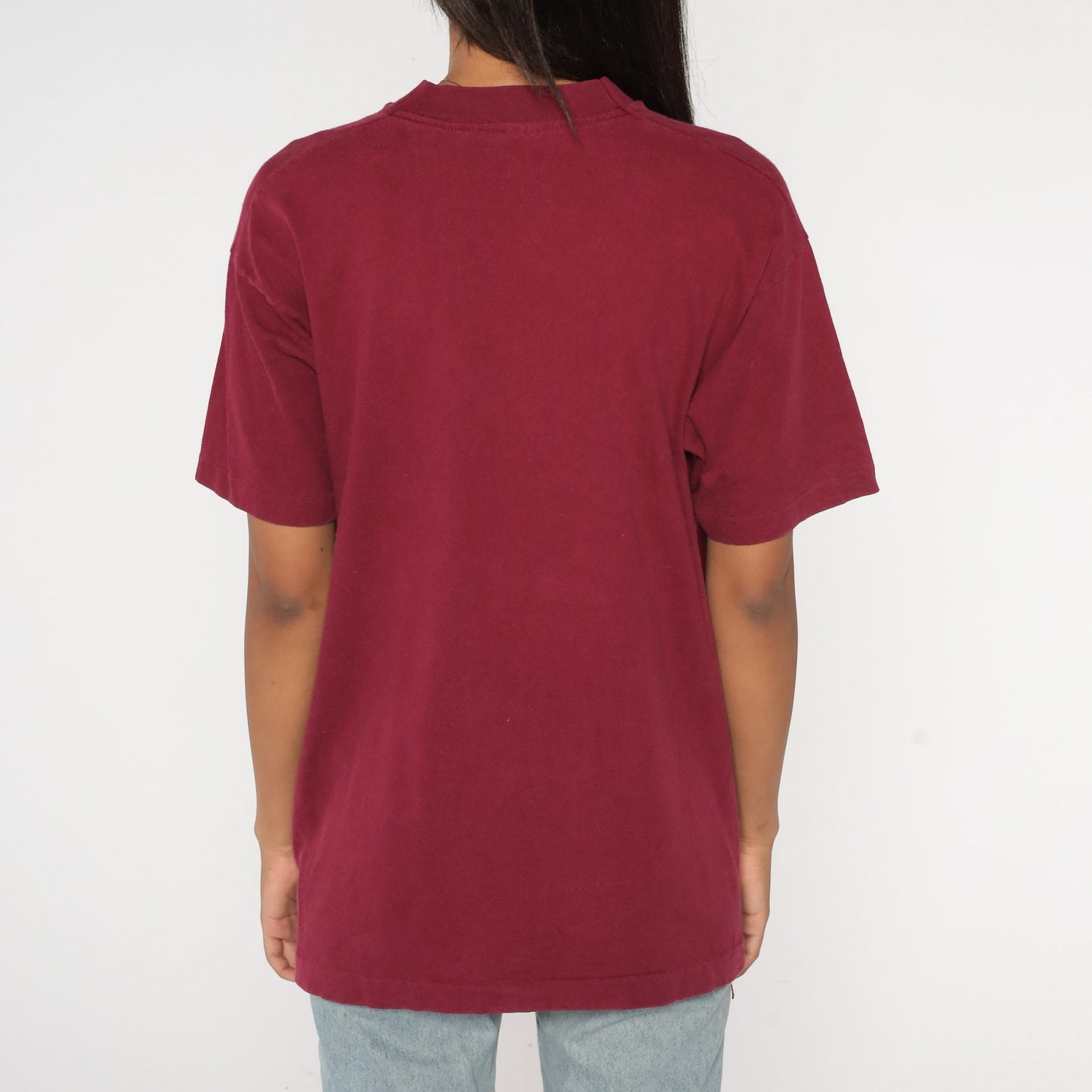 90s San Francisco Golden Gate Bridge Metallic Gold Graphic Tee Burgundy Medium
