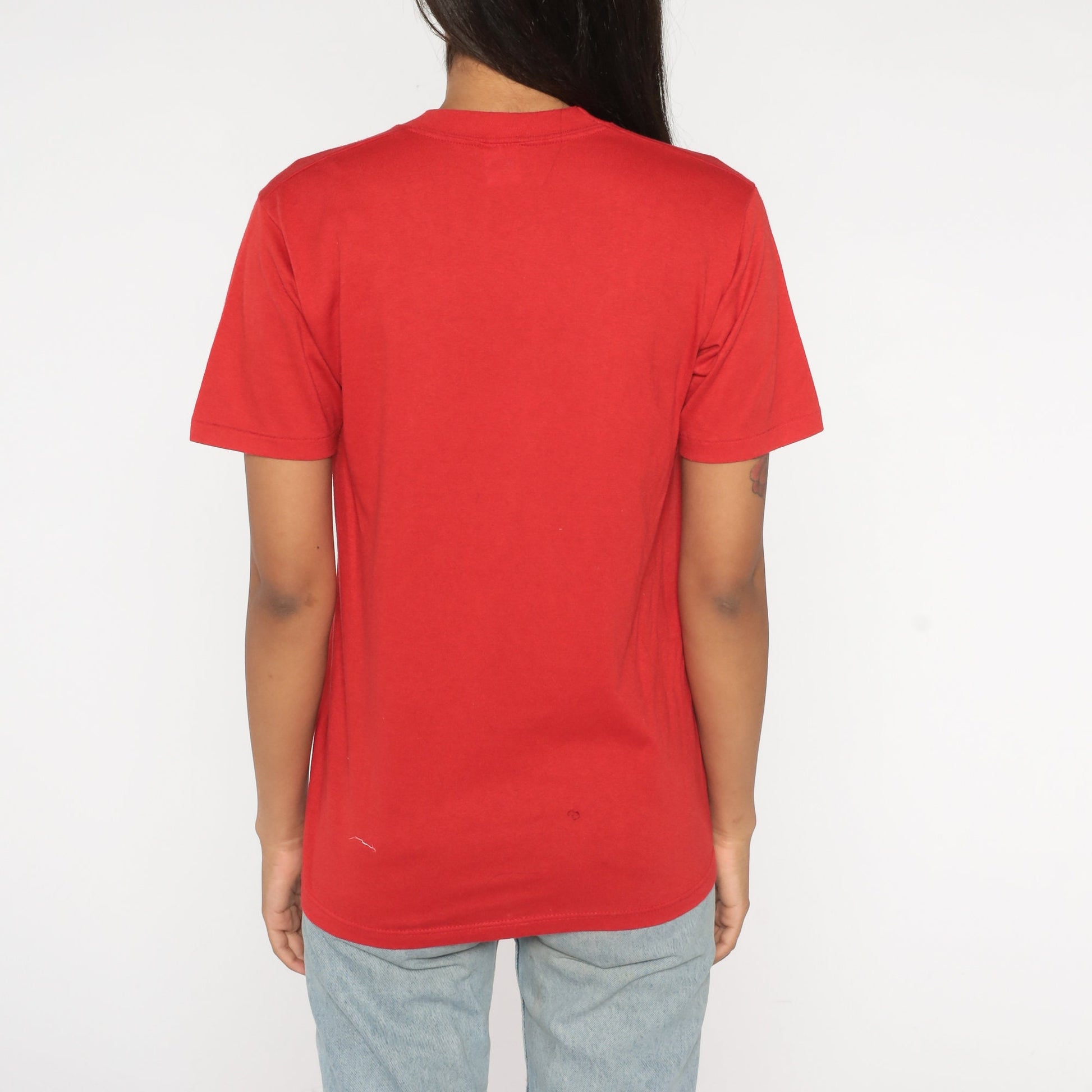 90s Jerzees Plain Red Crewneck T-Shirt Cotton Blend Small