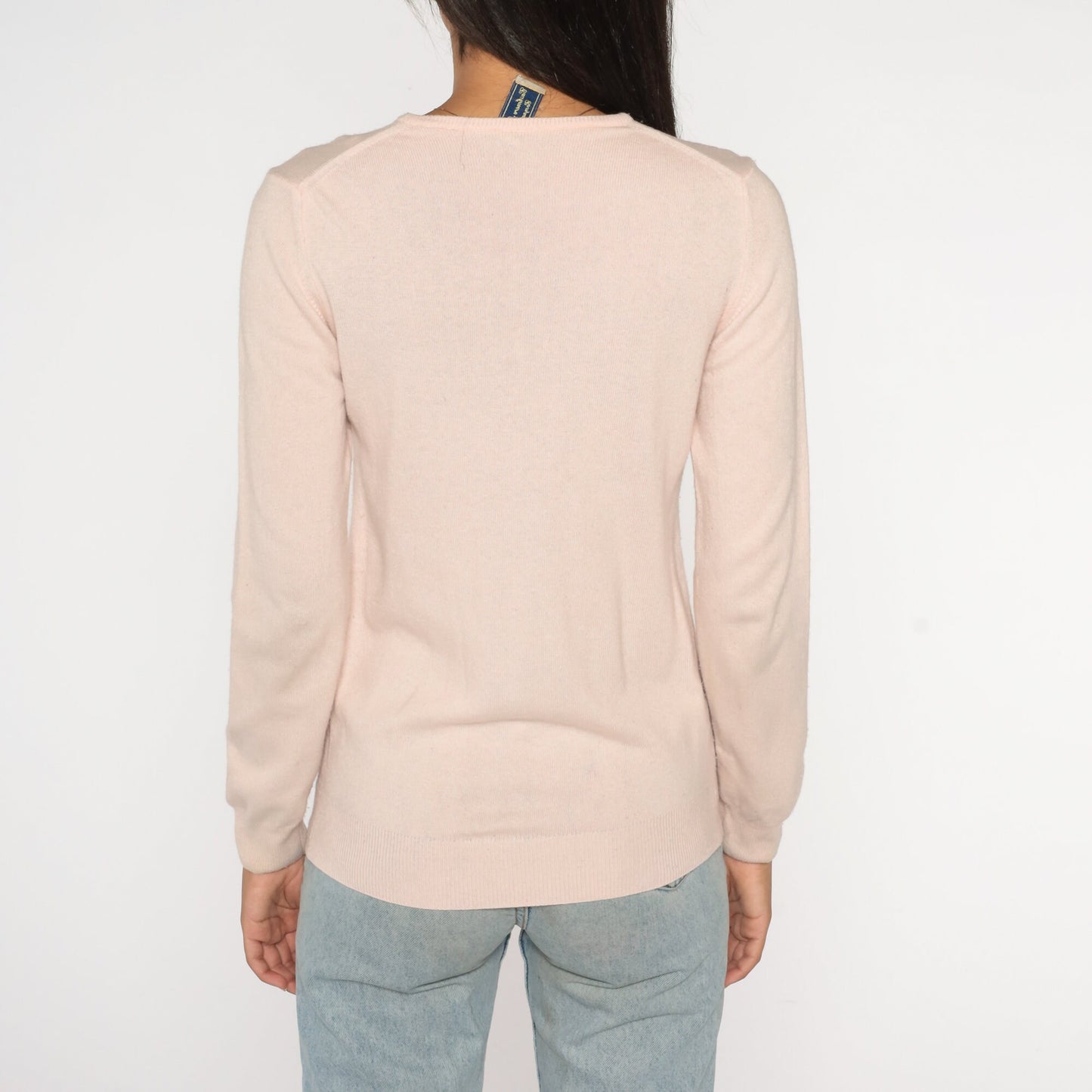 Y2K Cashmere Silk Wool Blend Crewneck Sweater Blush Pink Small
