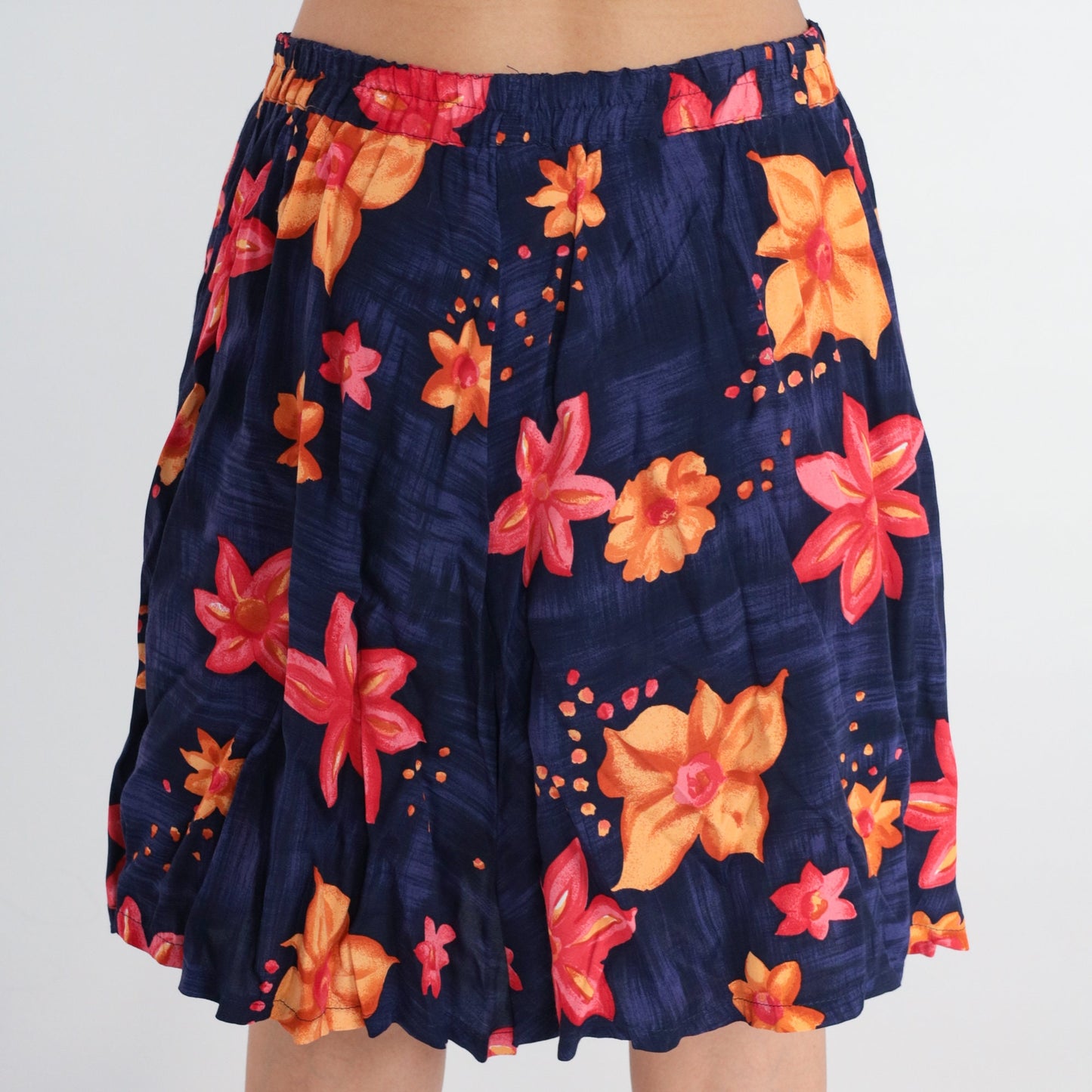 90s Tropical Floral High-Waisted Shorts Wide Leg Purple Print Small