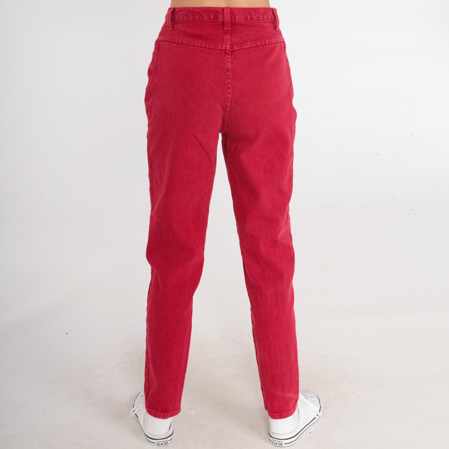 90s Forenza Red High-Waisted Mom Jeans Tapered Denim Small