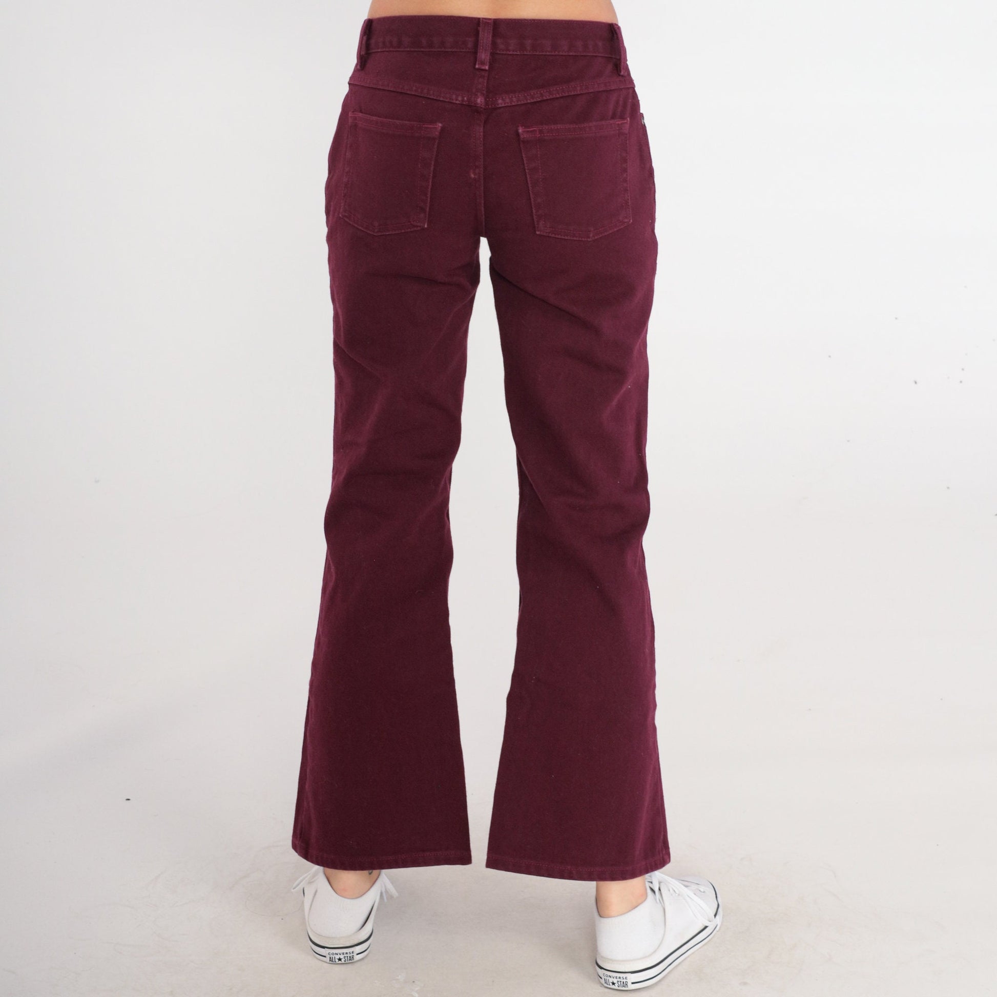 90s Burgundy Flared Jeans Low Rise Bell Bottom Denim Extra Small