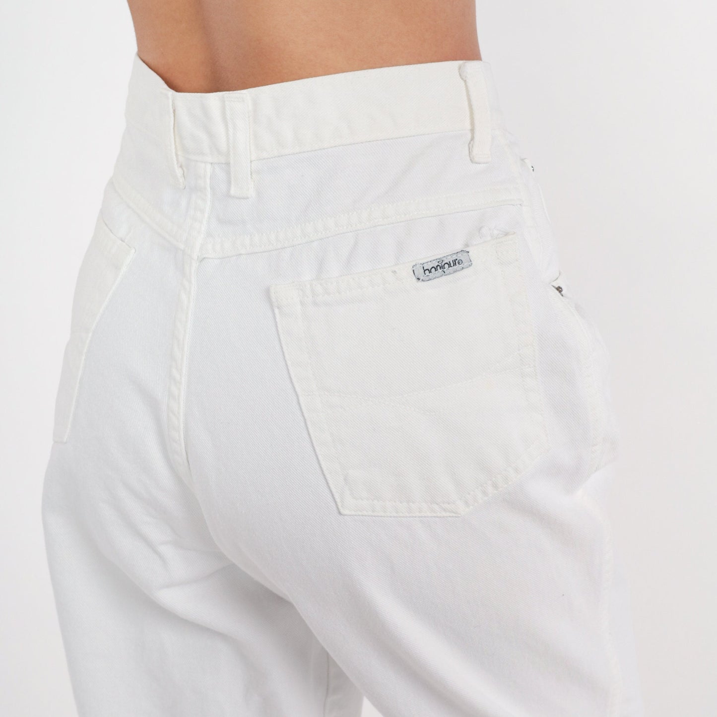 90s Crossroads White Denim High-Waisted Tapered Mom Jeans Small