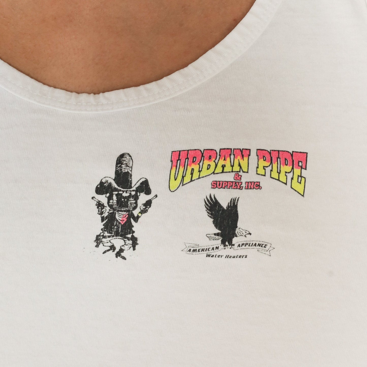 90s Urban Pipe & Supply Graphic Tank Top White Cotton Extra Large