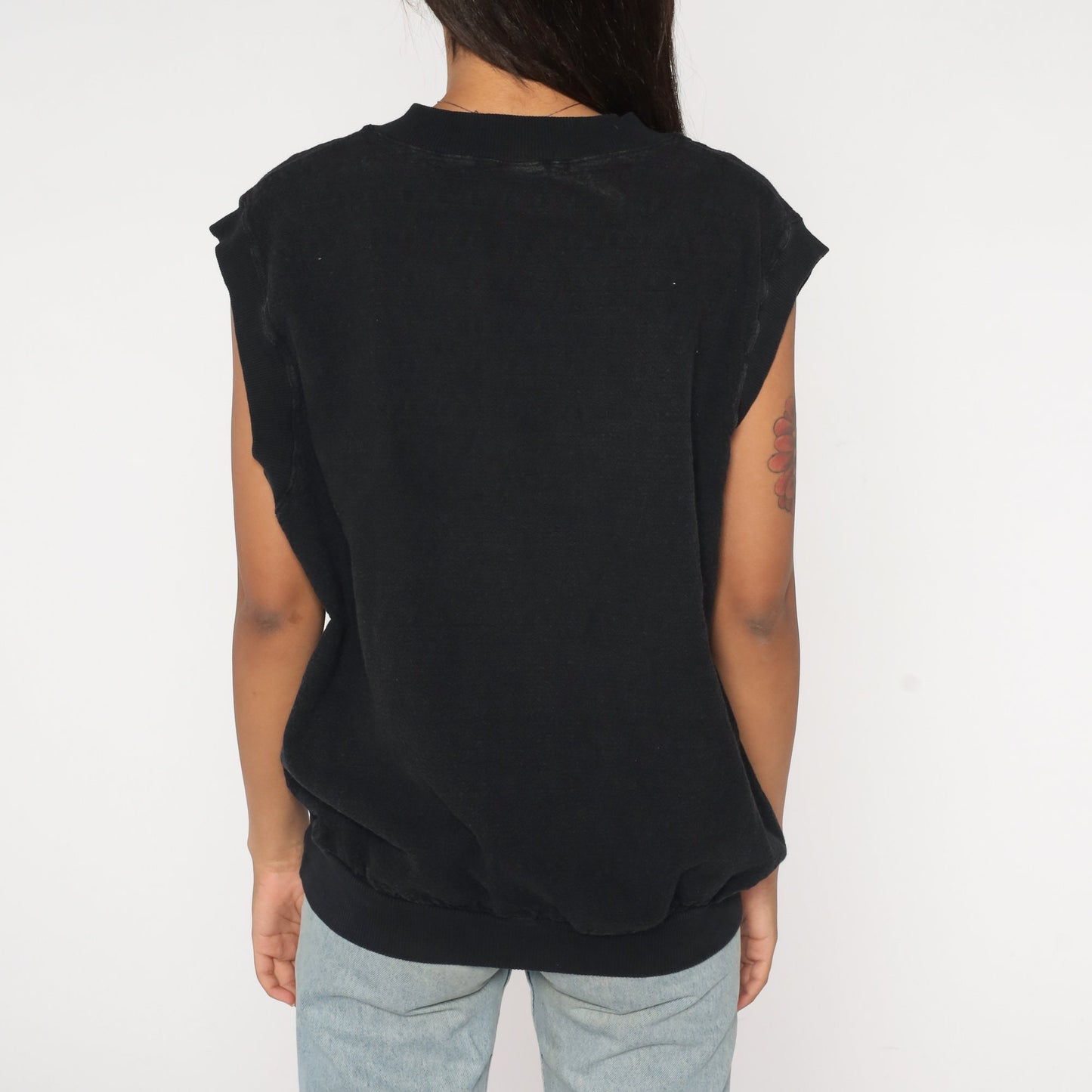80s Palm Desert California Embroidered Sleeveless Vest Black Large