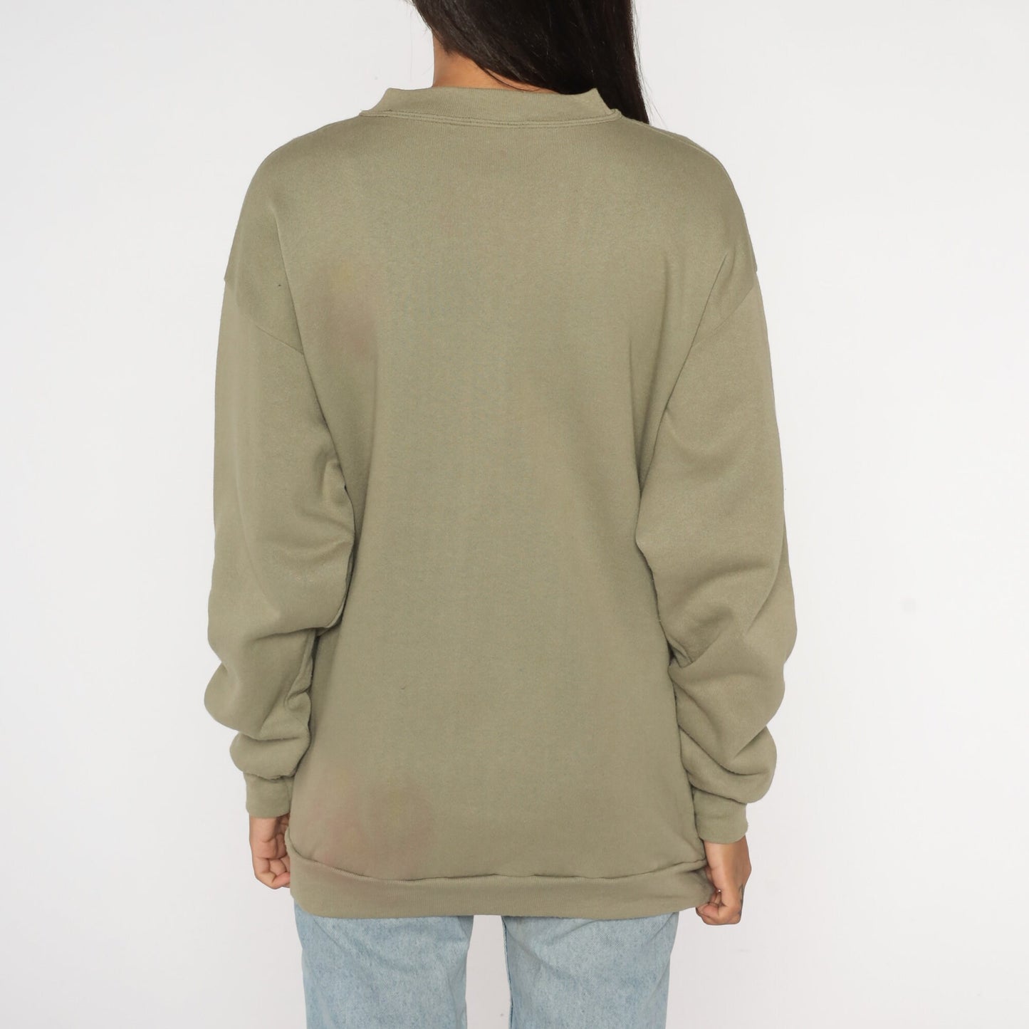 90s Hiking Boot Graphic Sweatshirt Taupe Drop Shoulder Crewneck Large L