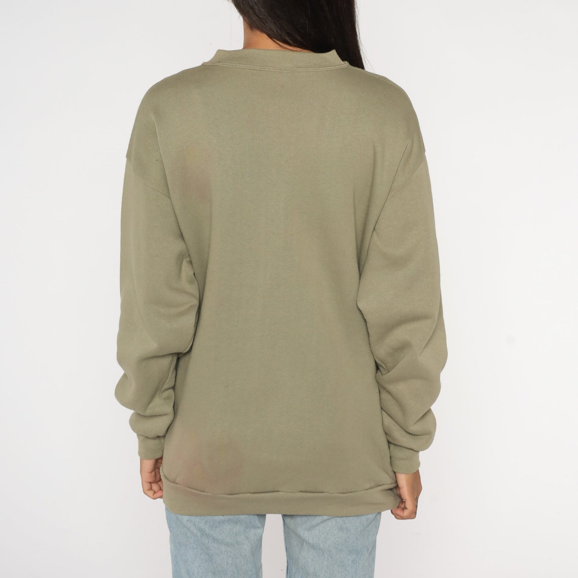 90s Hiking Boot Graphic Sweatshirt Taupe Drop Shoulder Crewneck Large L