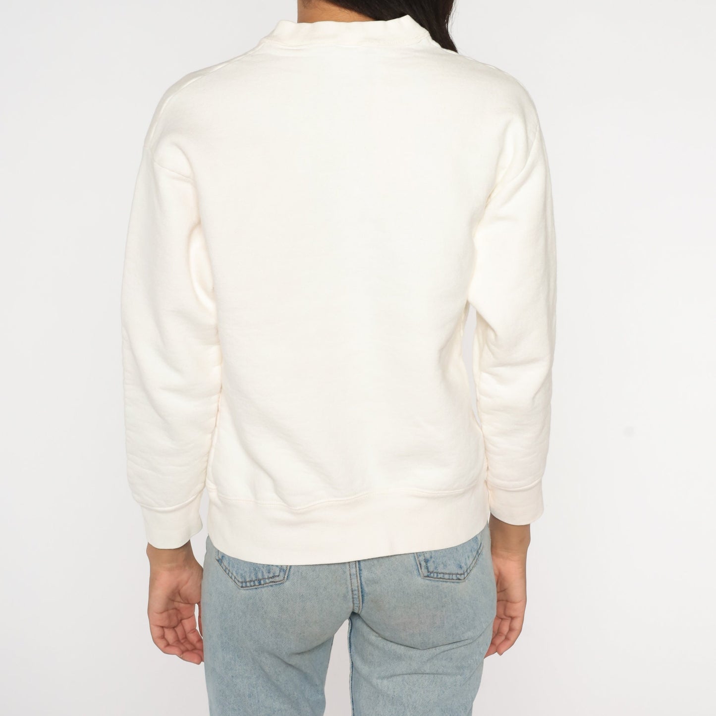 90s Hearts Hands Helping Horses Wisconsin Sweatshirt White Mock Neck Small