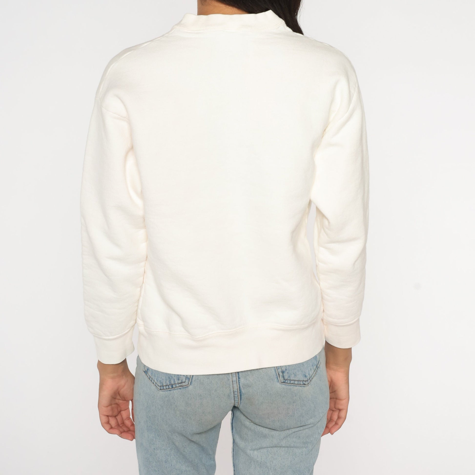 90s Hearts Hands Helping Horses Wisconsin Sweatshirt White Mock Neck Small