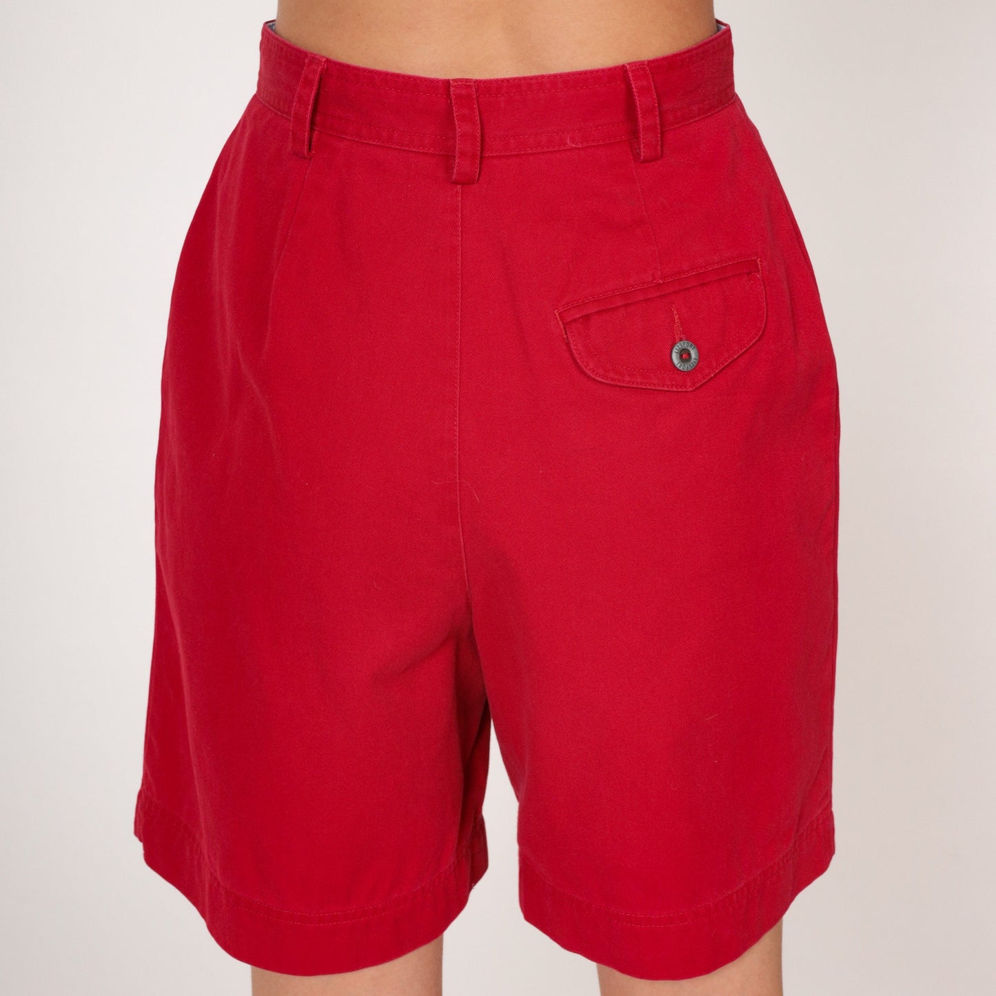90s Liz Claiborne Red Pleated High-Waist Shorts Cotton Extra Small