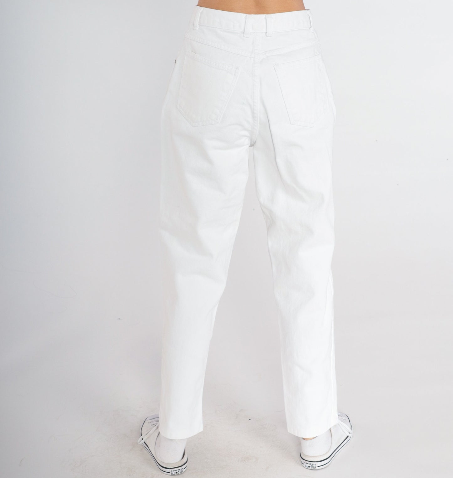 90s Bonjour White Denim High-Waist Straight Tapered Jeans Small