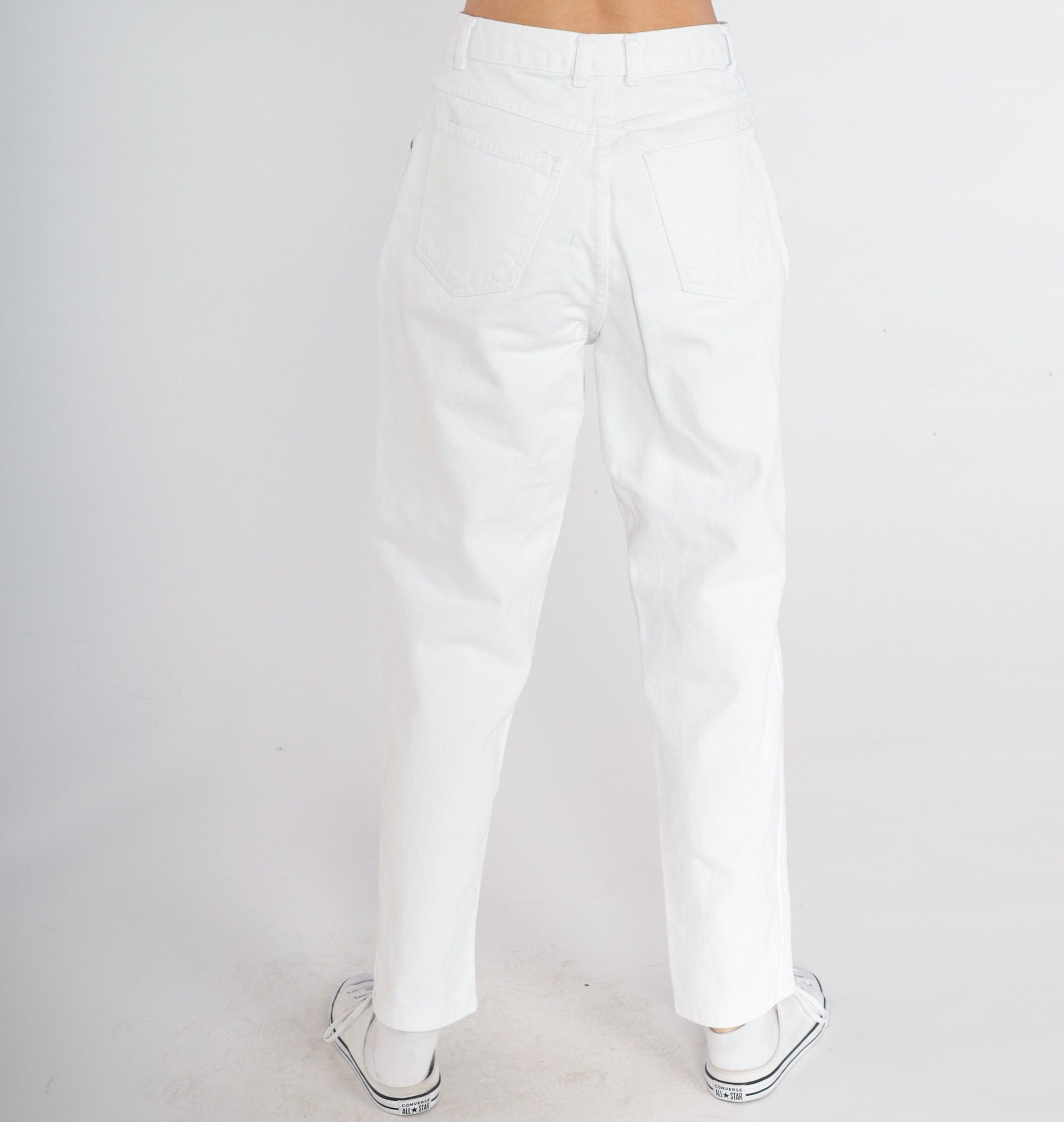 90s Bonjour White Denim High-Waist Straight Tapered Jeans Small