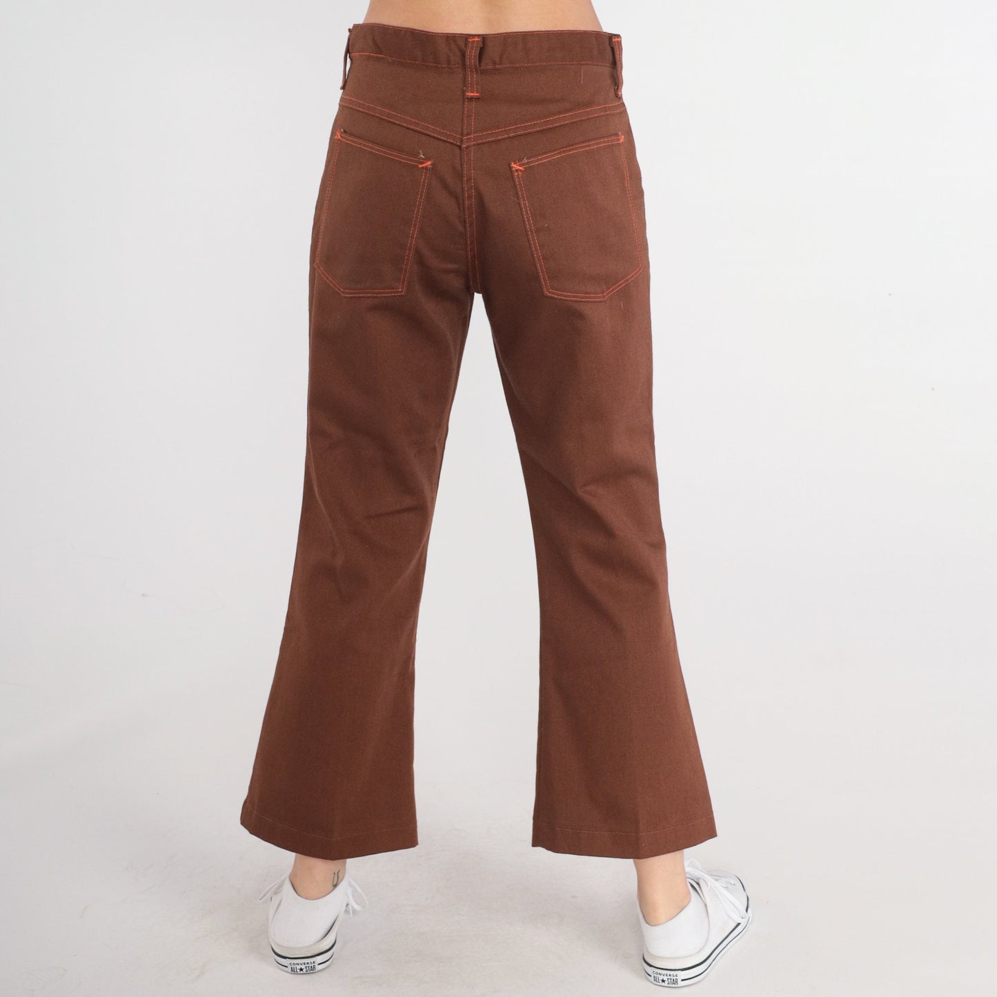 70s McJeans Brown Flared Trousers Mid Rise Bell Bottom Ankle Medium