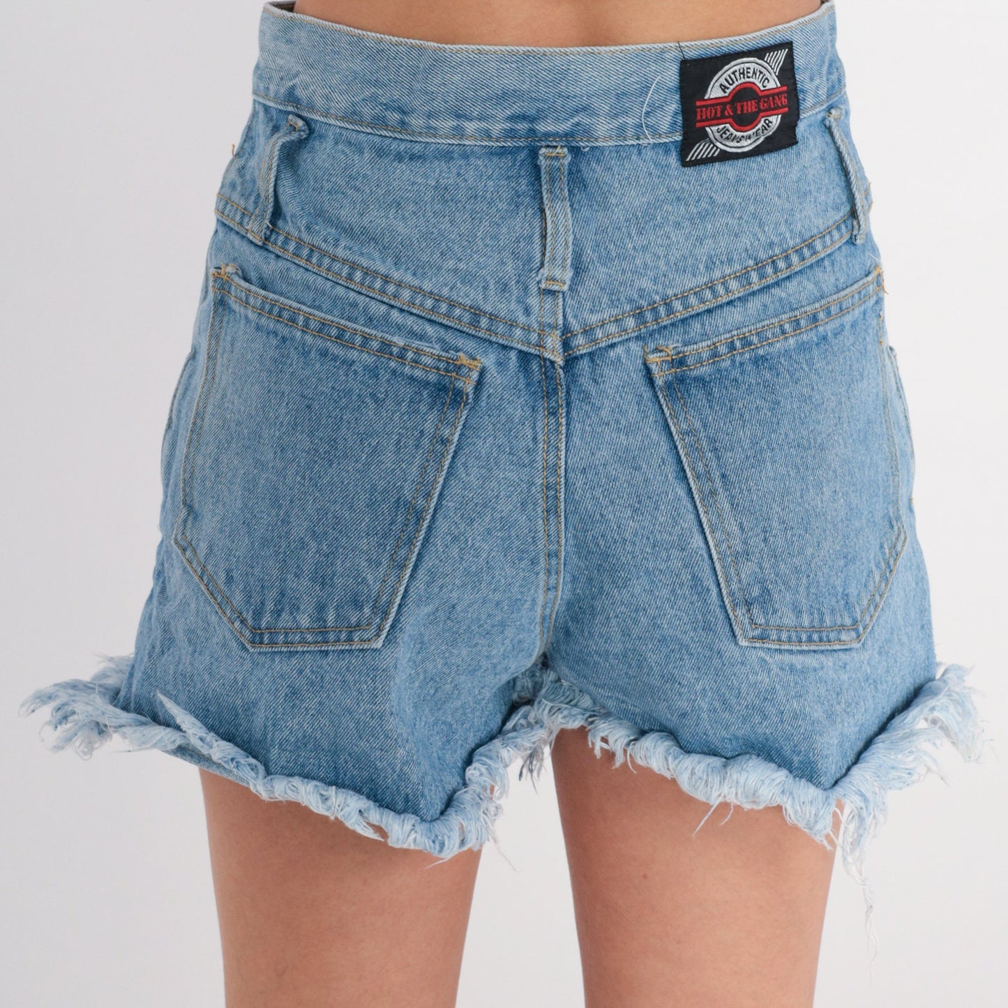 90s Blue Denim Cut-Off Shorts Ultra High Rise Small S