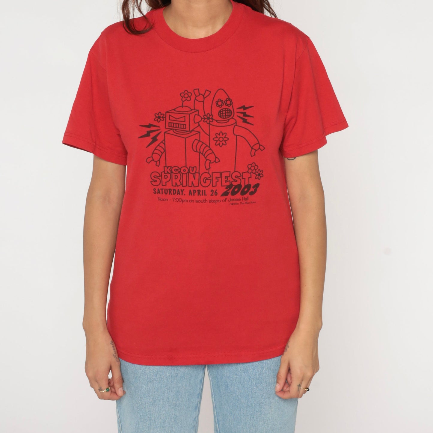 KCOU Springfest 2003 Music Festival T-Shirt Red Graphic Tee Medium