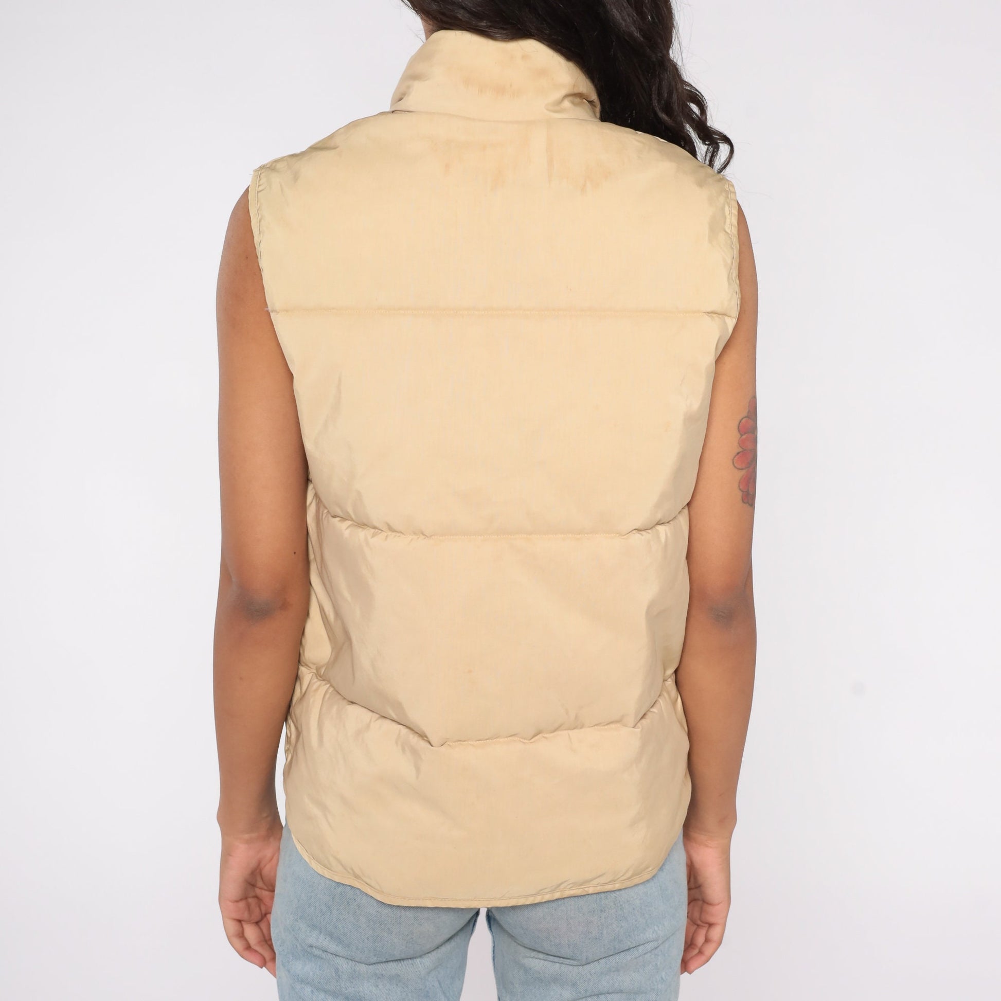 80s REI Goose Down Puffer Vest Cream Sleeveless Winter Medium
