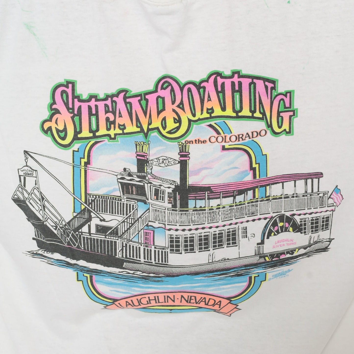90s Edgewater Belle Steamboat Graphic T-Shirt Laughlin Nevada Wedding Tee Extra Large